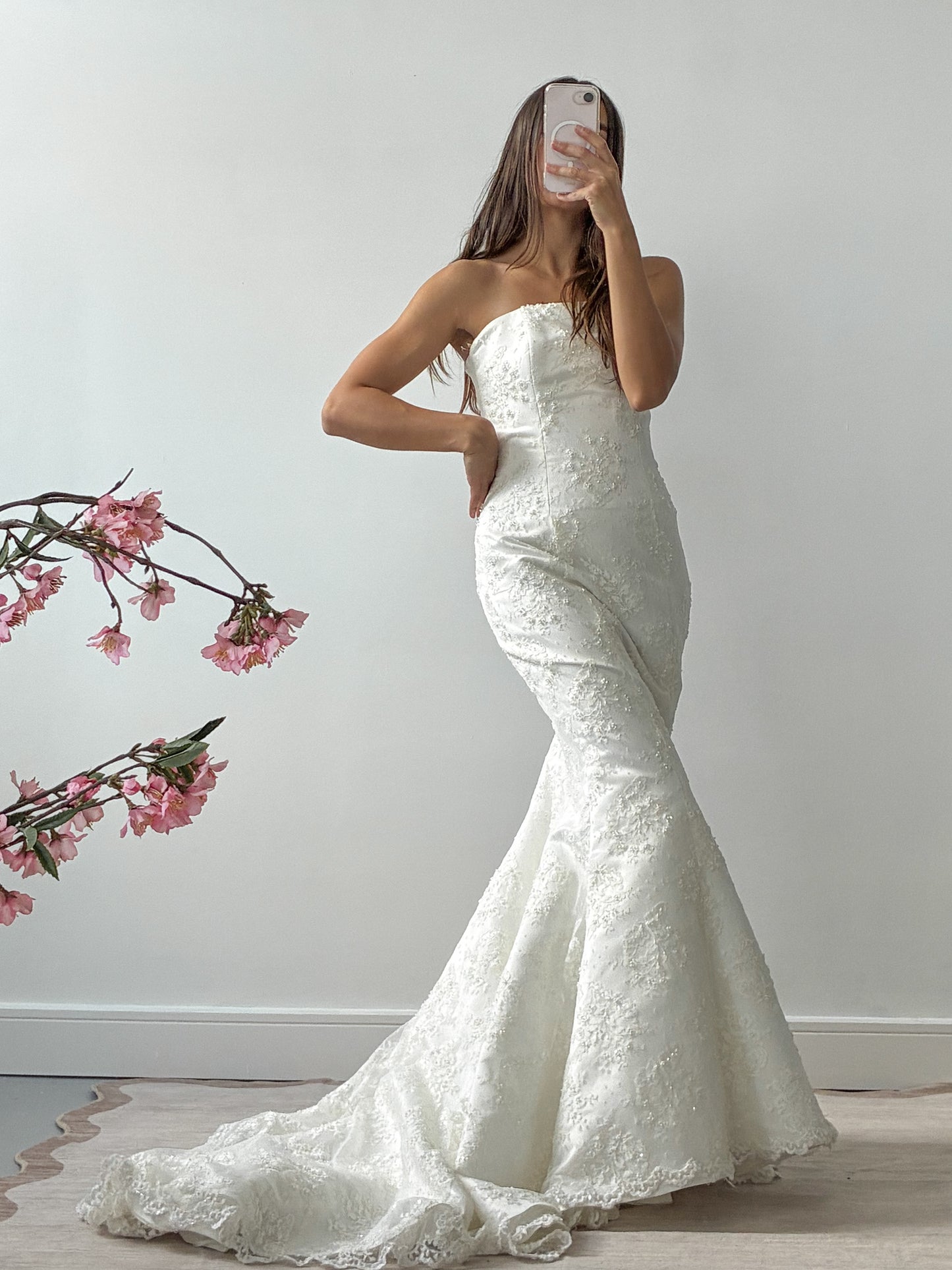 2001 Designer Maggie Sotero Lace Beaded Mermaid Wedding Dress
