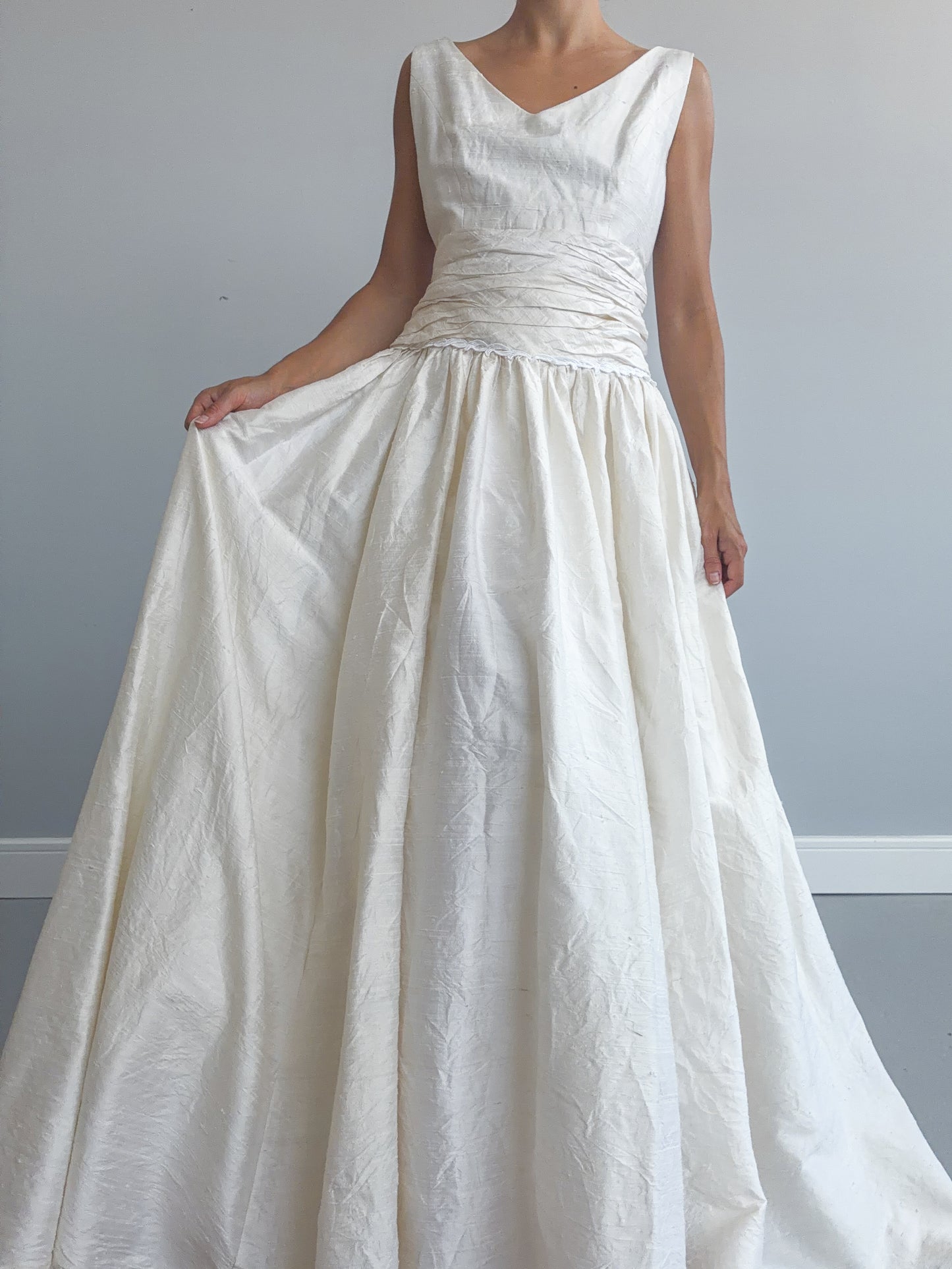 1980s Raw Silk Princess Dress