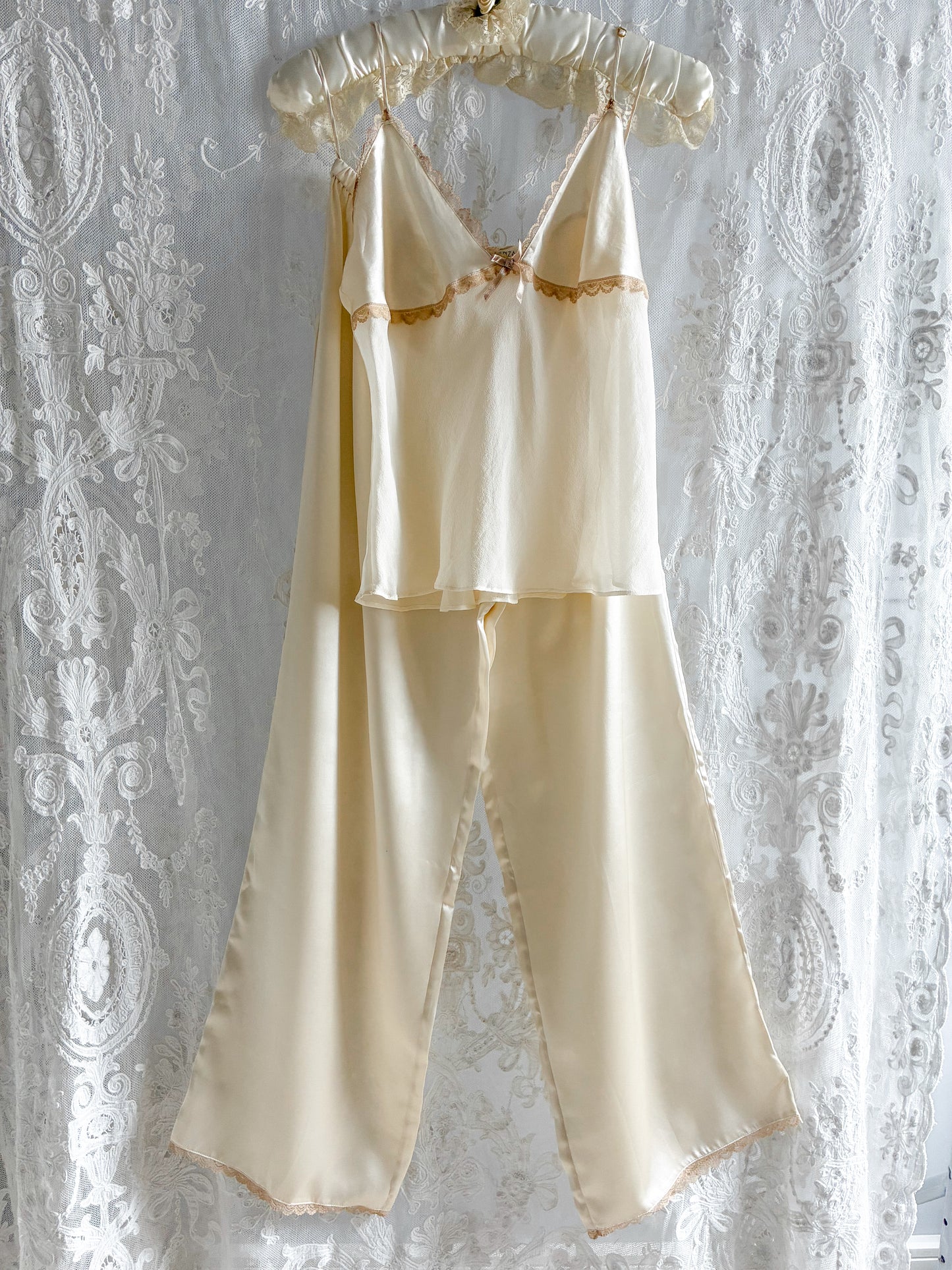 1990s Silk Pyjama Set In Cream