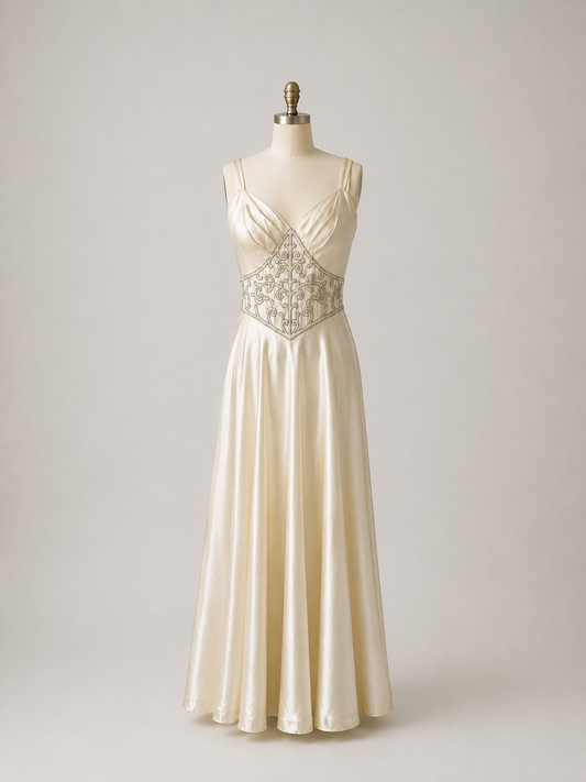 40s Satin Dress Beading Made To Order