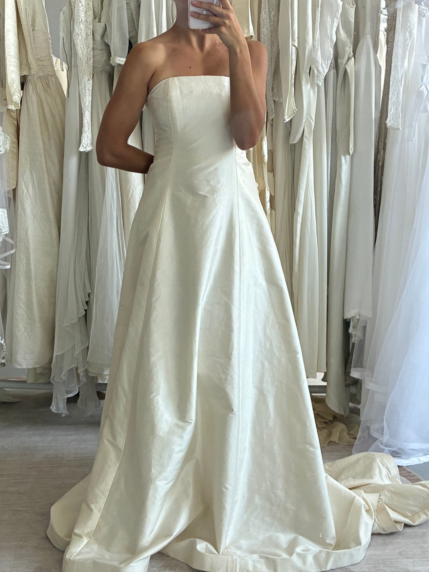 90s Silk Boned Wedding Dress With Train