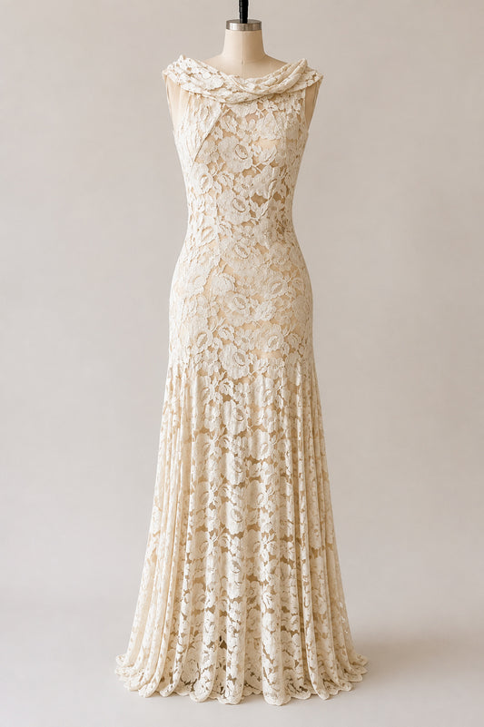 1930s Lace Dress With Folded Front - Deposit