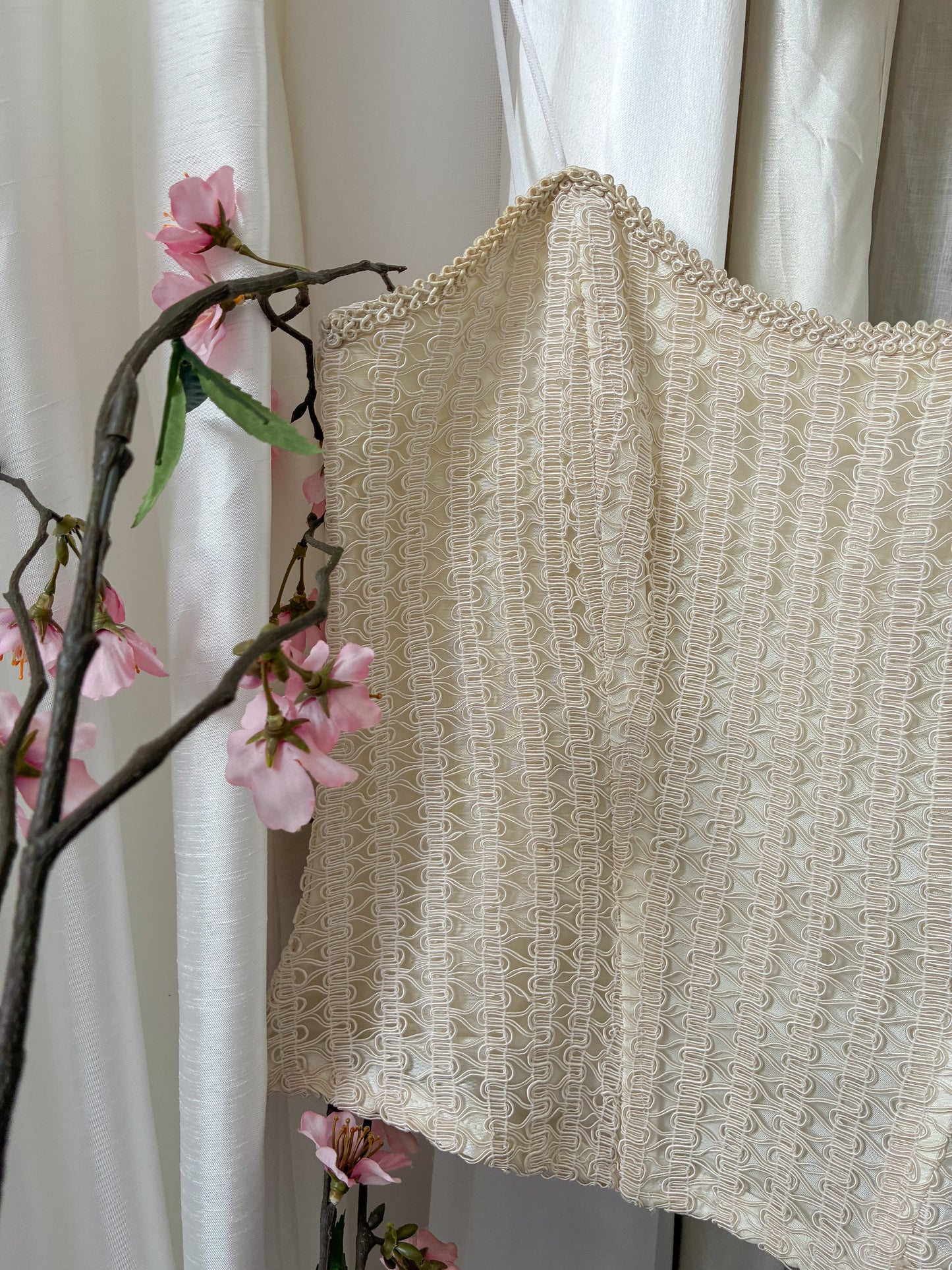 1990s Woven Bridal Corset Top In Cream