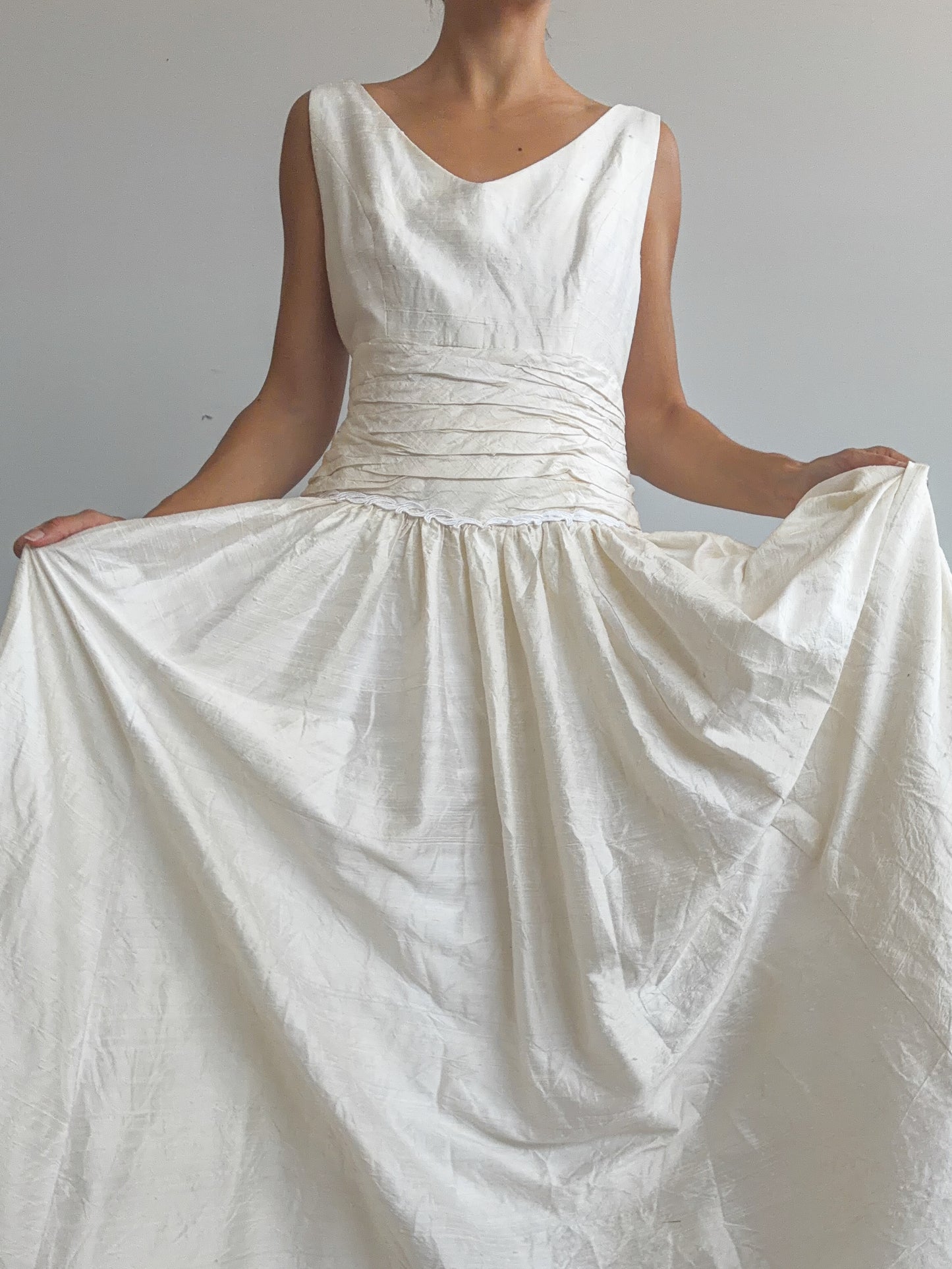 1980s Raw Silk Princess Dress