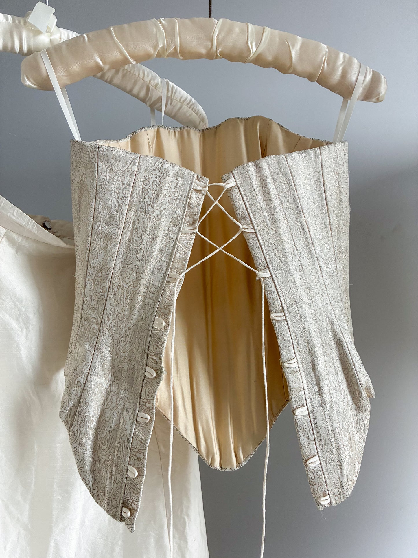 1990s Boned Corset And Raw Silk Skirt Bridal Set