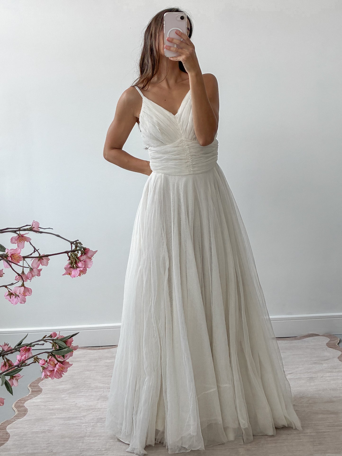 1940s Net Tulle Wedding Dress With Ruched Sweetheart Bodice