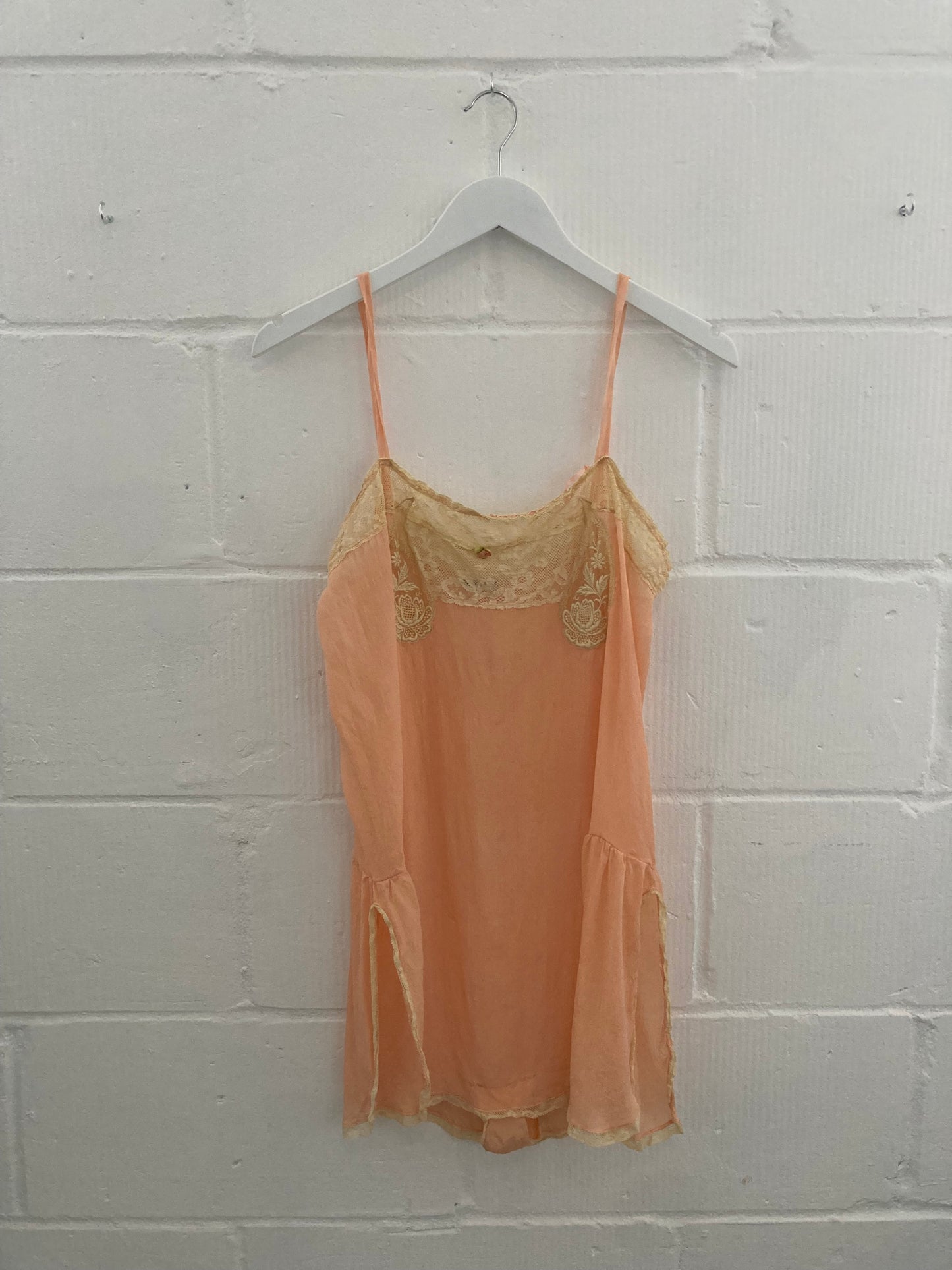 1930s Crepe Silk and Champagne Lace Playsuit
