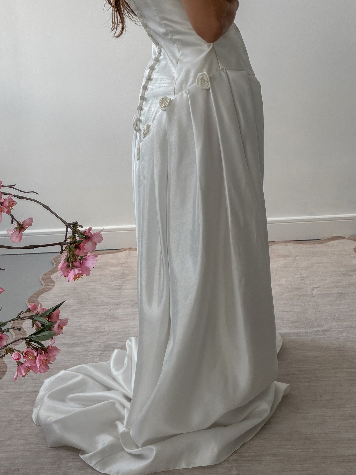 1990s Taffeta Dress With Rosette Detail