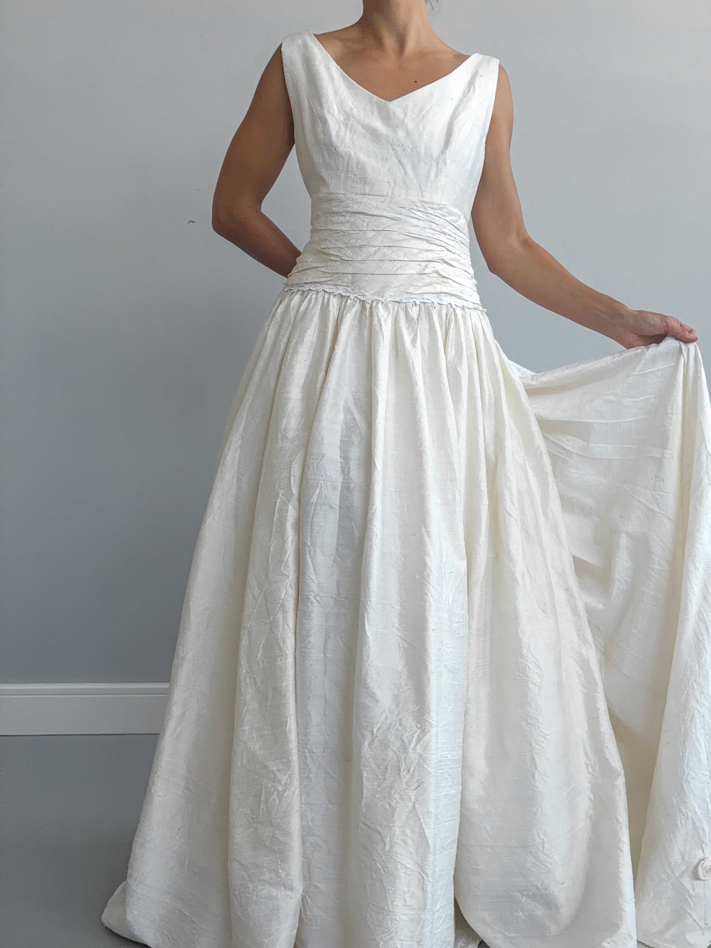 1980s Raw Silk Princess Dress