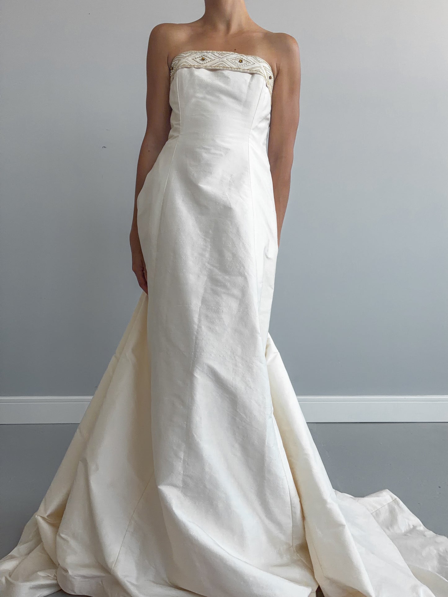 90s Silk Boned Wedding Dress With Train