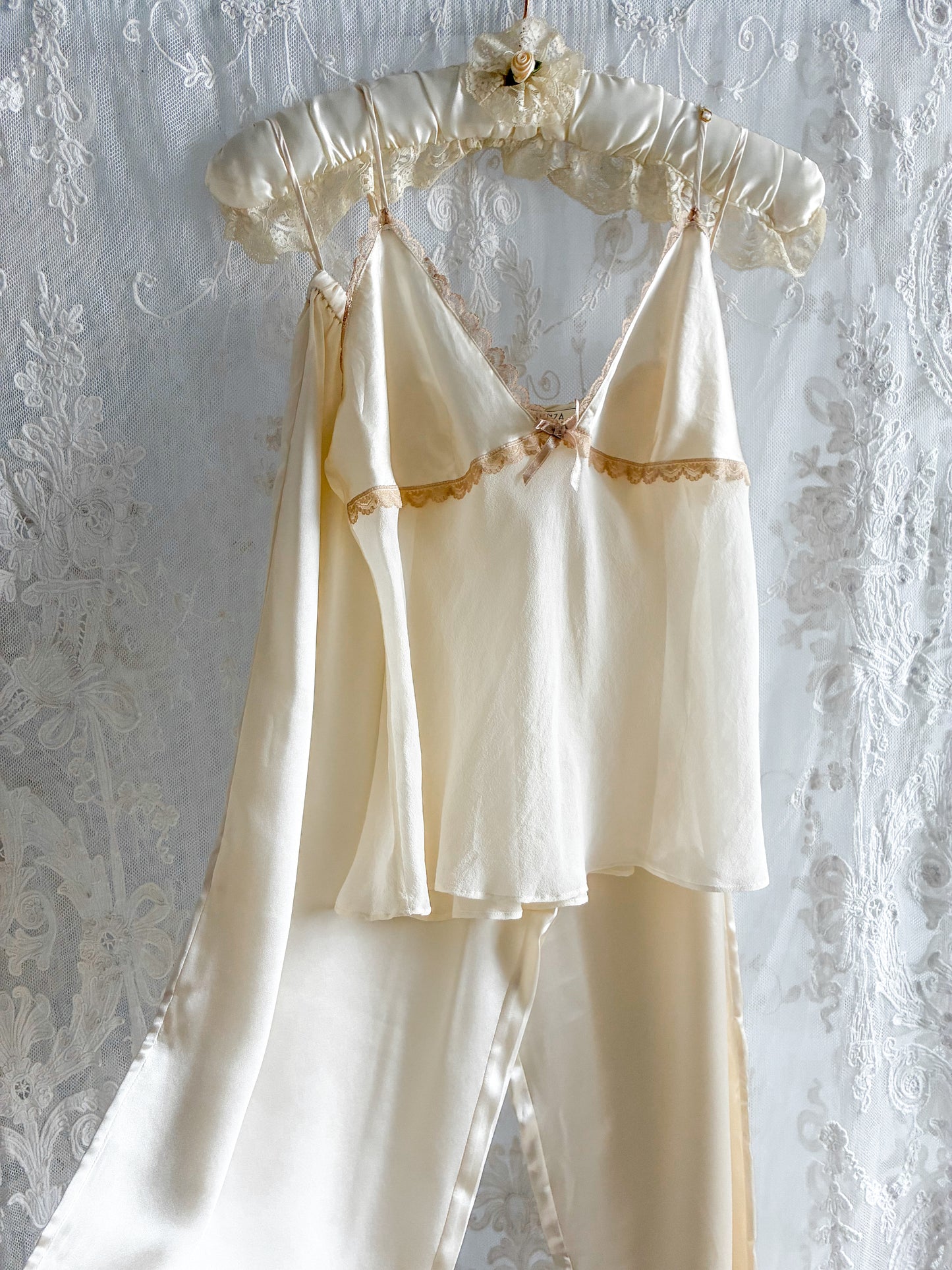 1990s Silk Pyjama Set In Cream