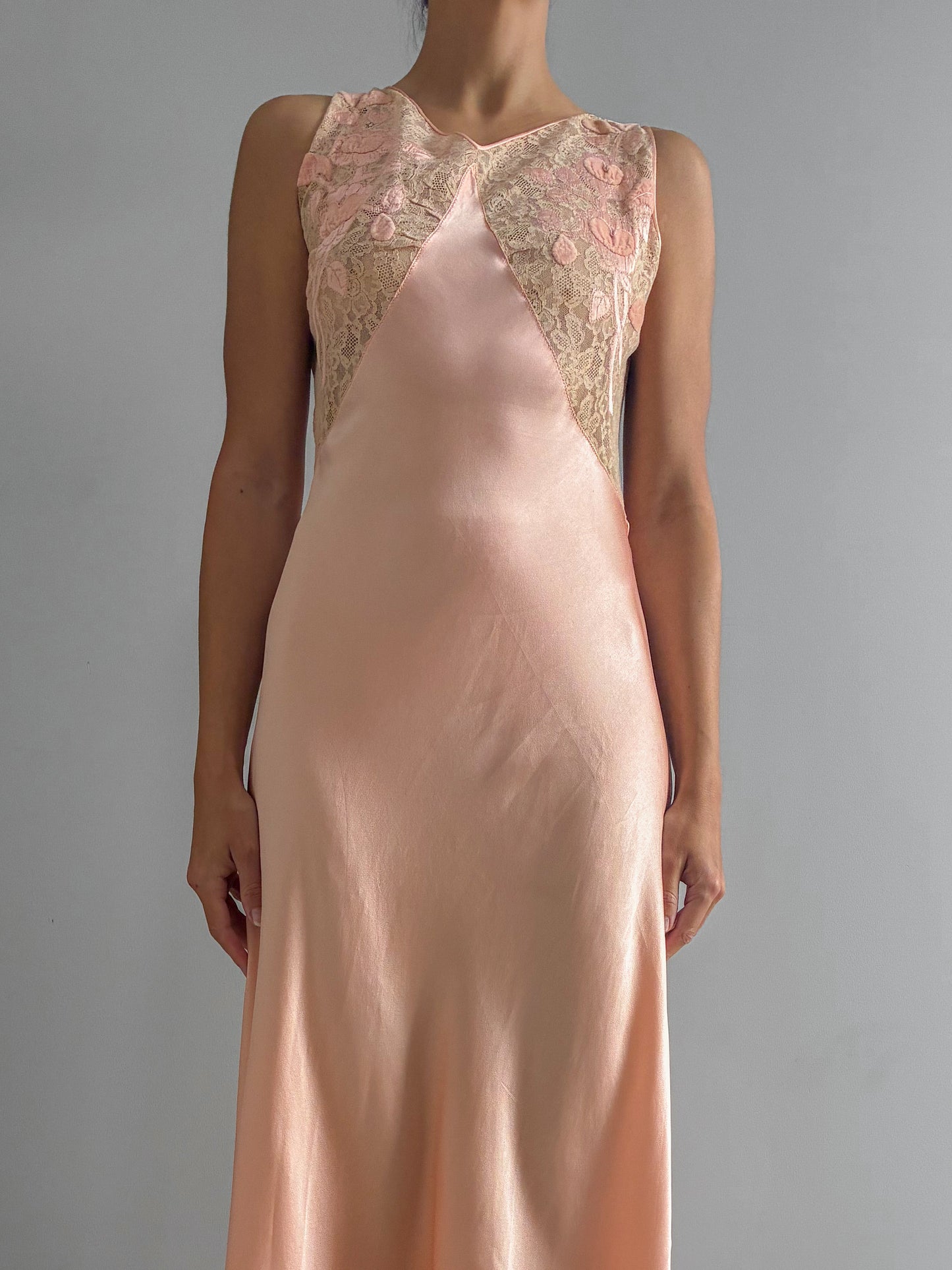 1930s Pink Silk Slip With Detailed Embroidery And Matching Jacket