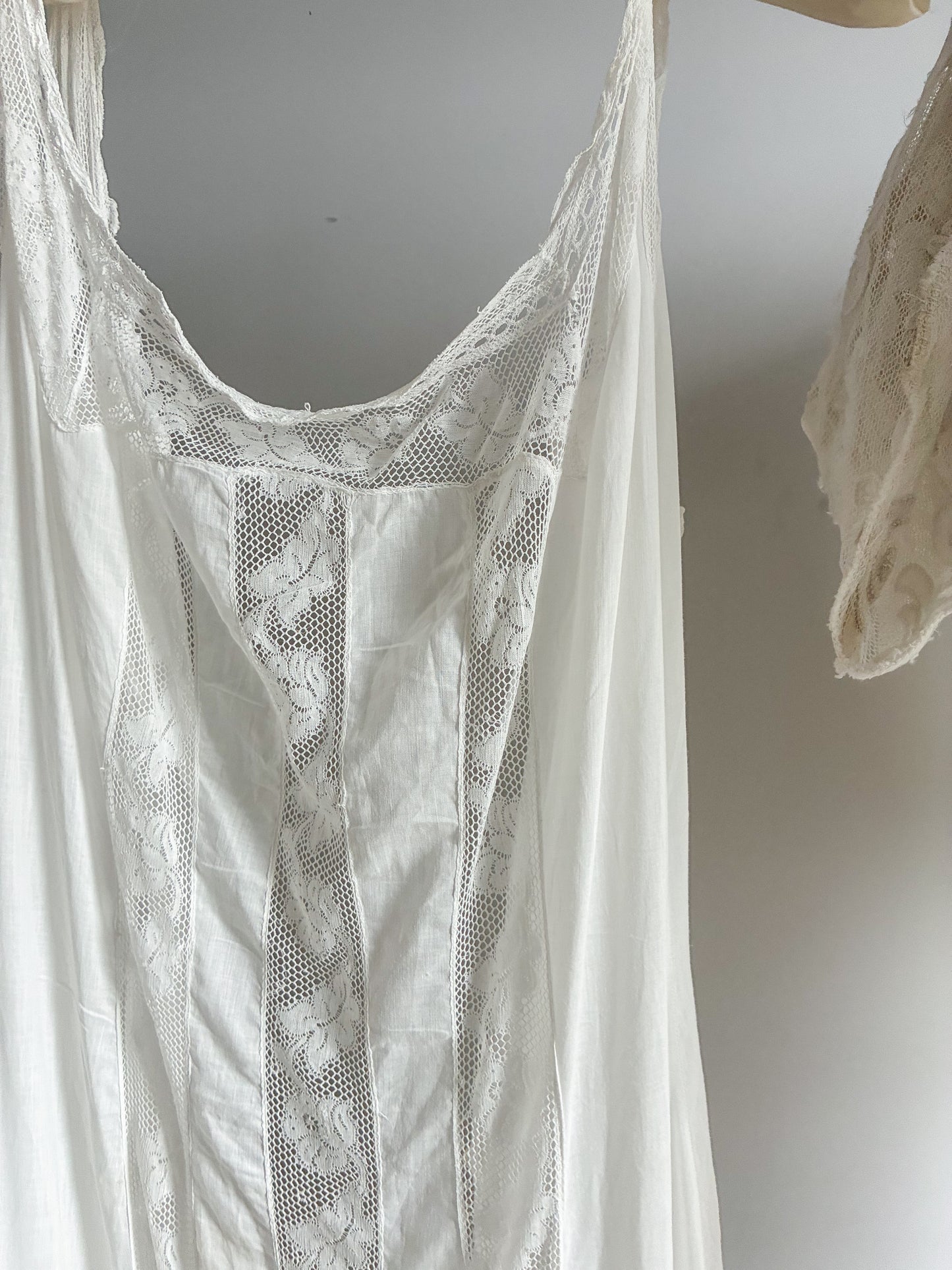 Antique Cotton Shift Dress With Ruffle Hem