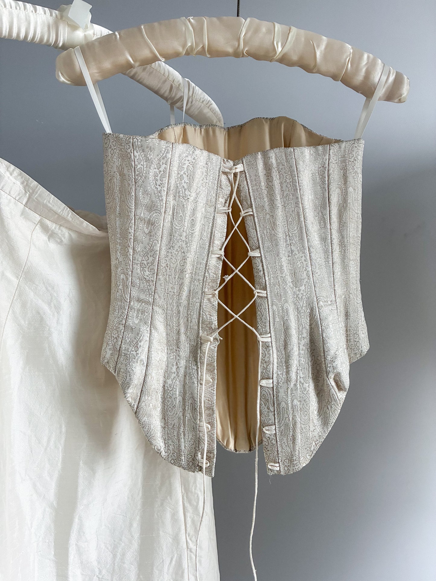 1990s Boned Corset And Raw Silk Skirt Bridal Set