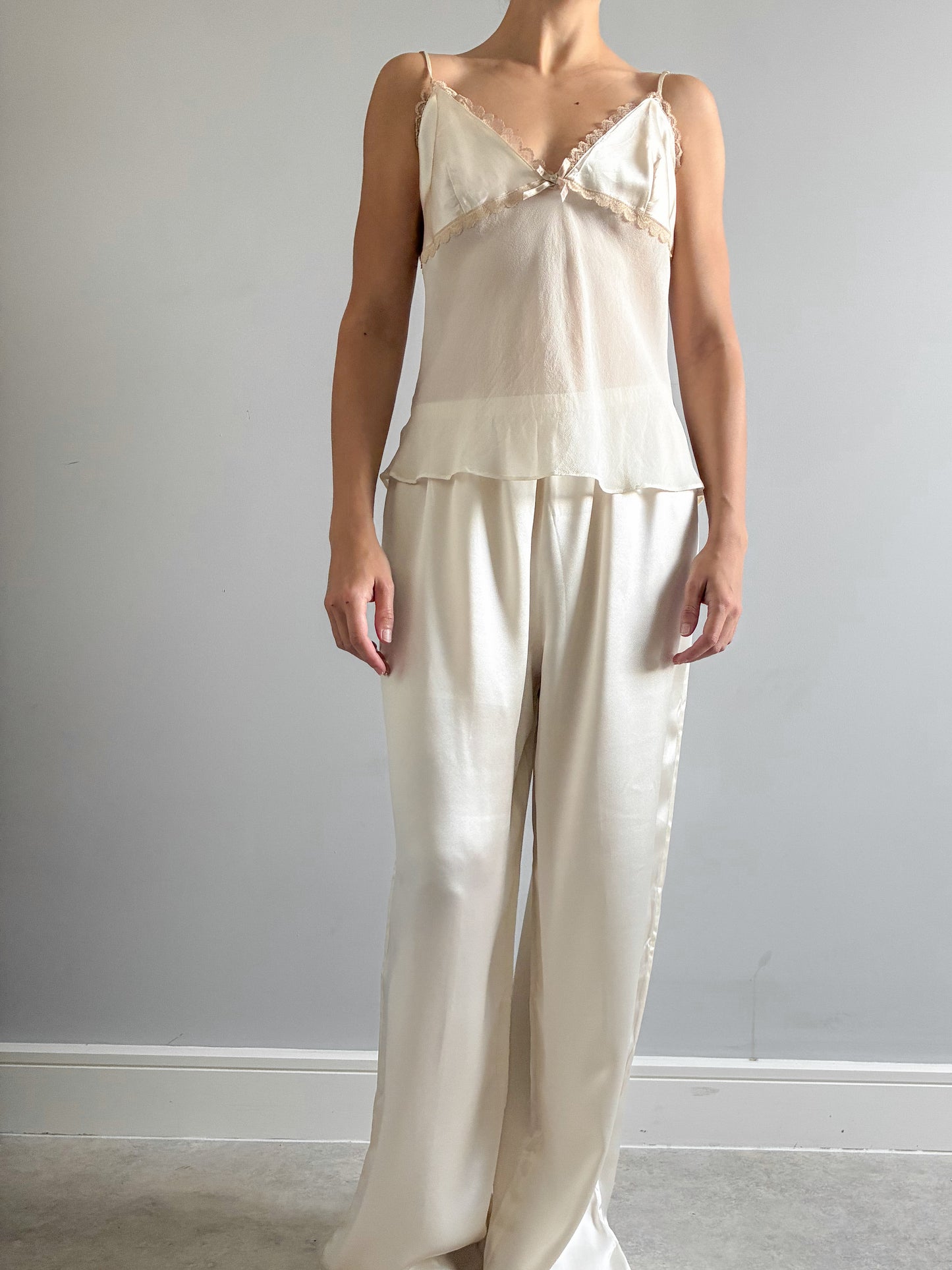 1990s Silk Pyjama Set In Cream