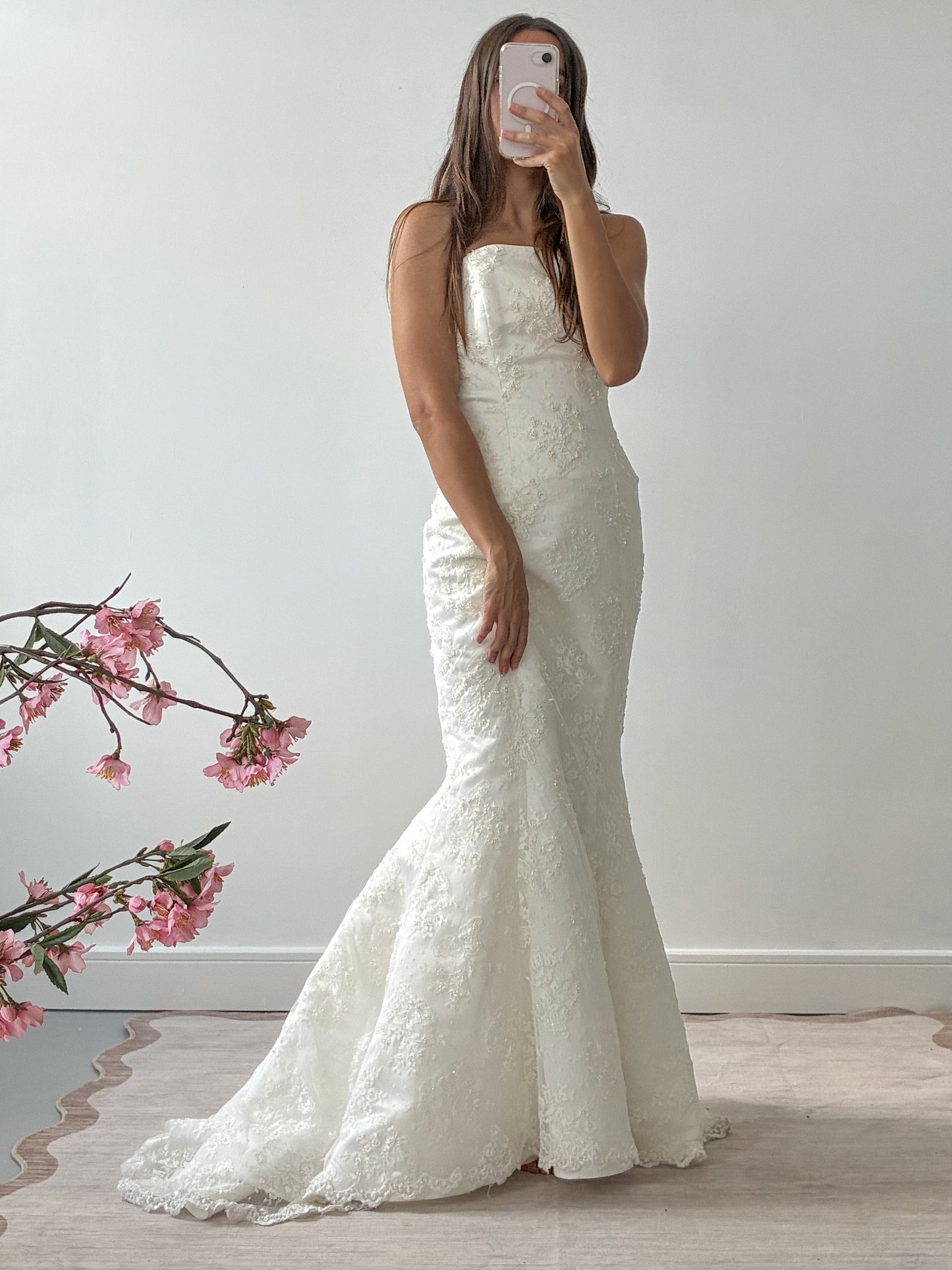 2001 Designer Maggie Sotero Lace Beaded Mermaid Wedding Dress