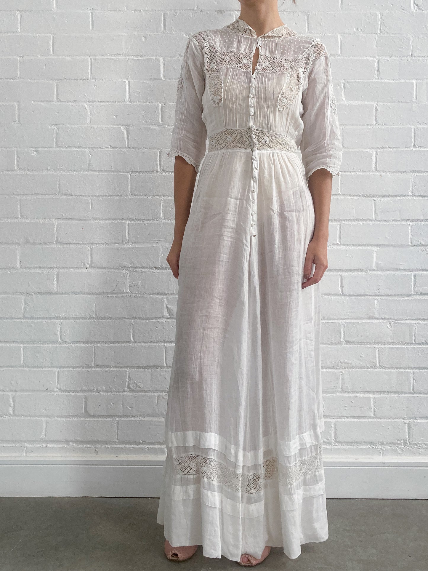 Antique Crochet Detail Cotton Lawn Dress