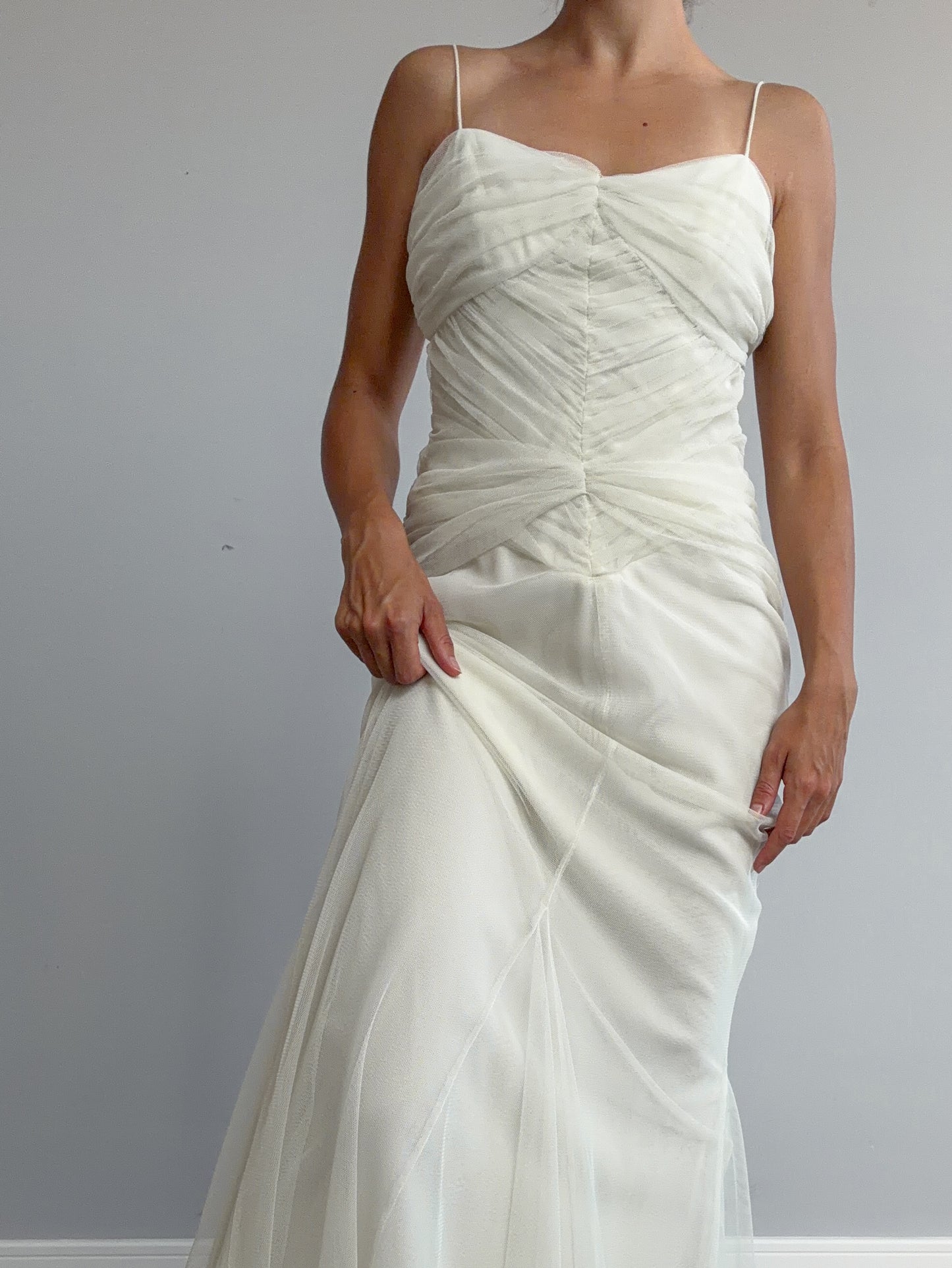 2000s Designer Vera Wang Gathered Mermaid Dress