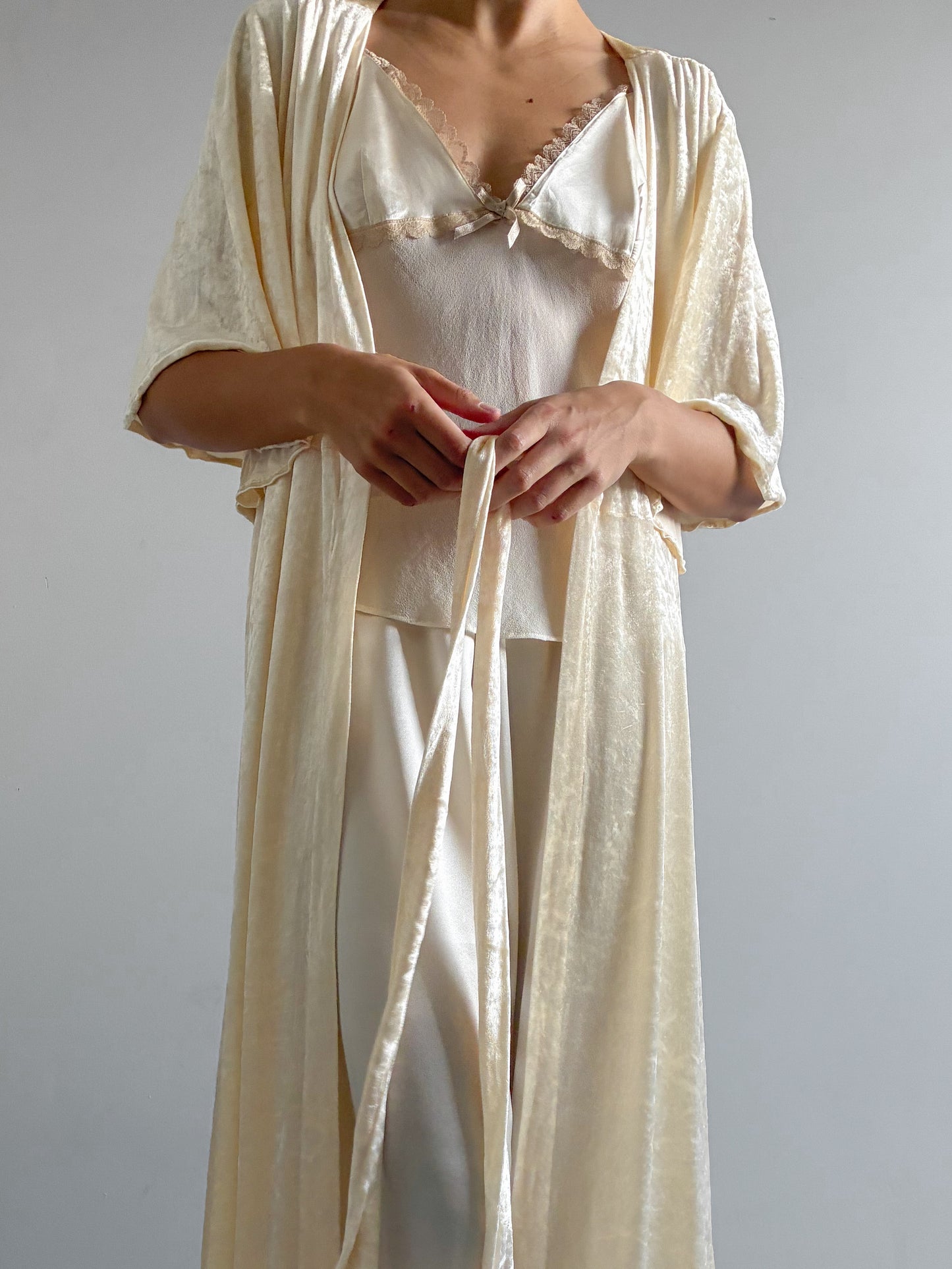 1990s Silk Pyjama Set In Cream