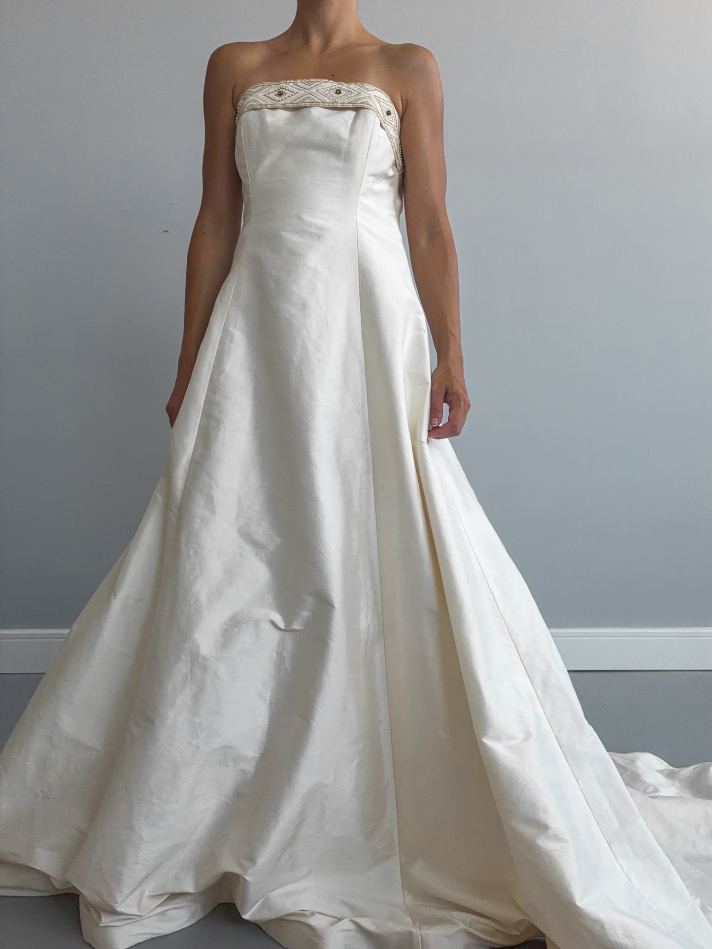 90s Silk Boned Wedding Dress With Train