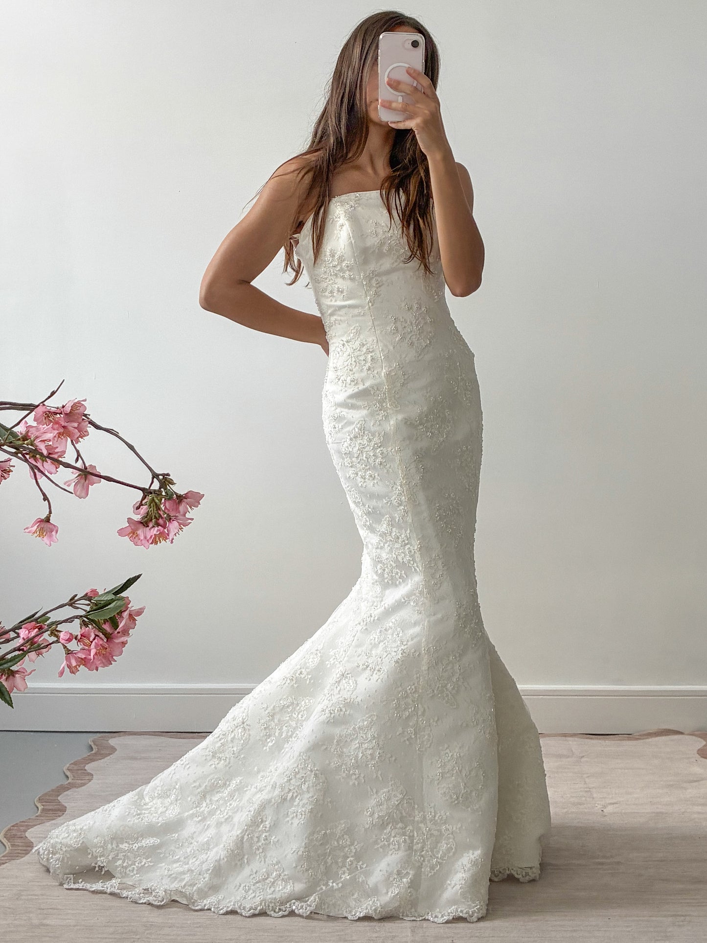 2001 Designer Maggie Sotero Lace Beaded Mermaid Wedding Dress