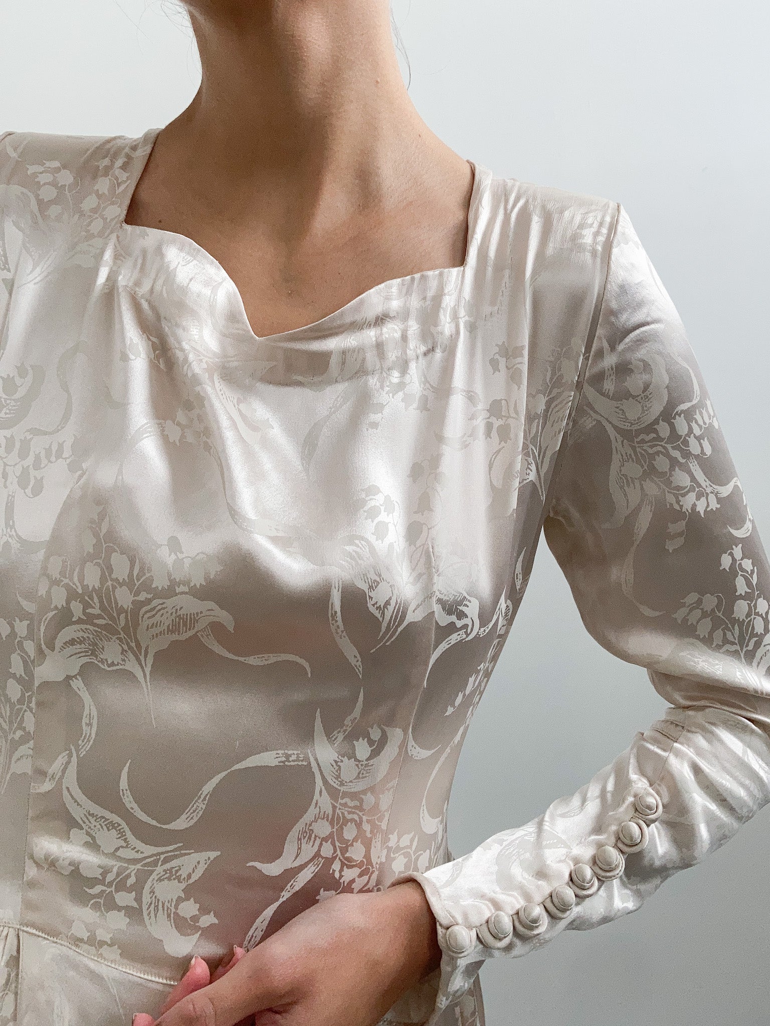 oyster silk wedding dress Coast Women's Cowl Neck Corset Drape Satin Maxi Wedding Dress in Oyster