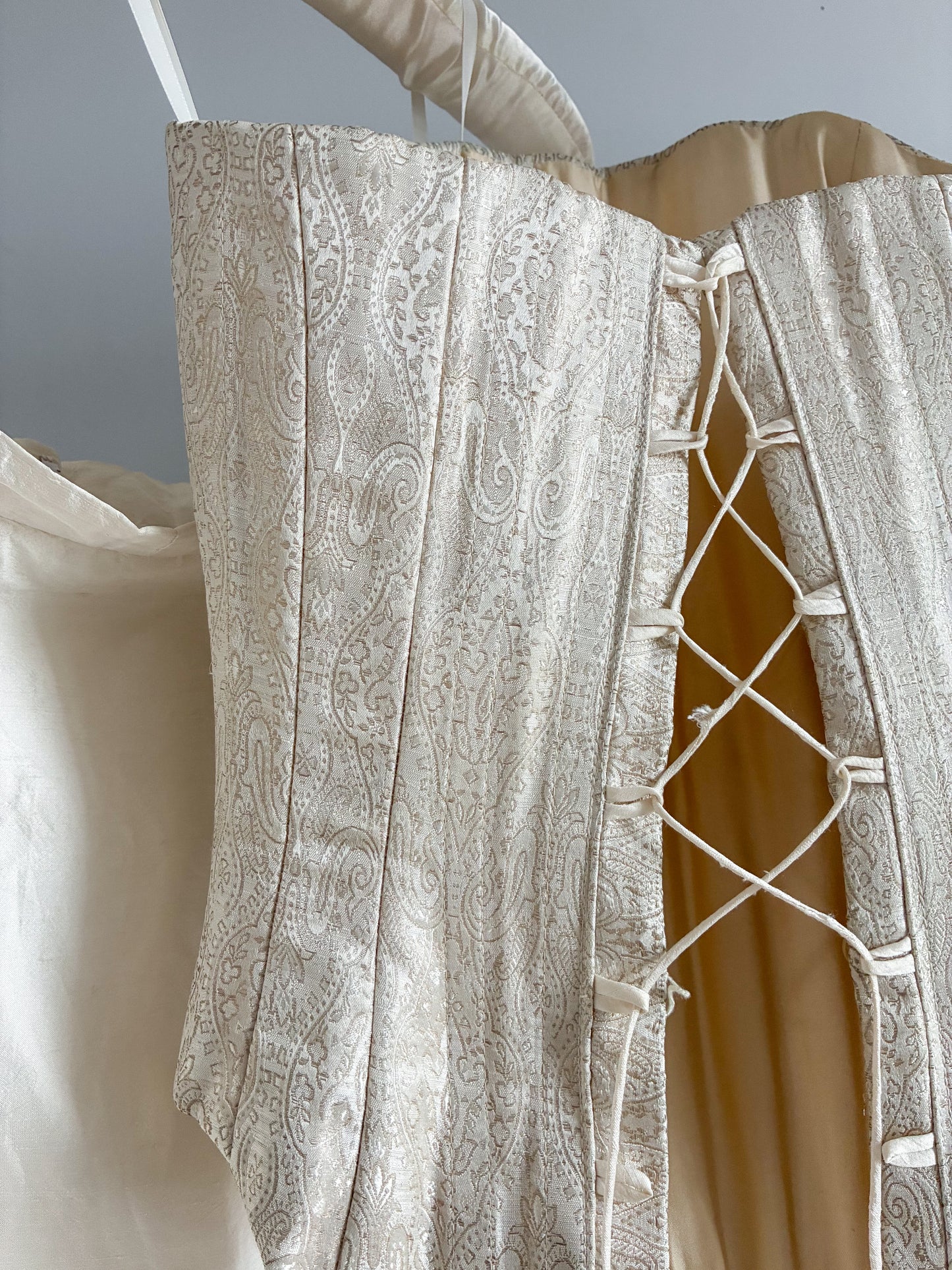 1990s Boned Corset And Raw Silk Skirt Bridal Set
