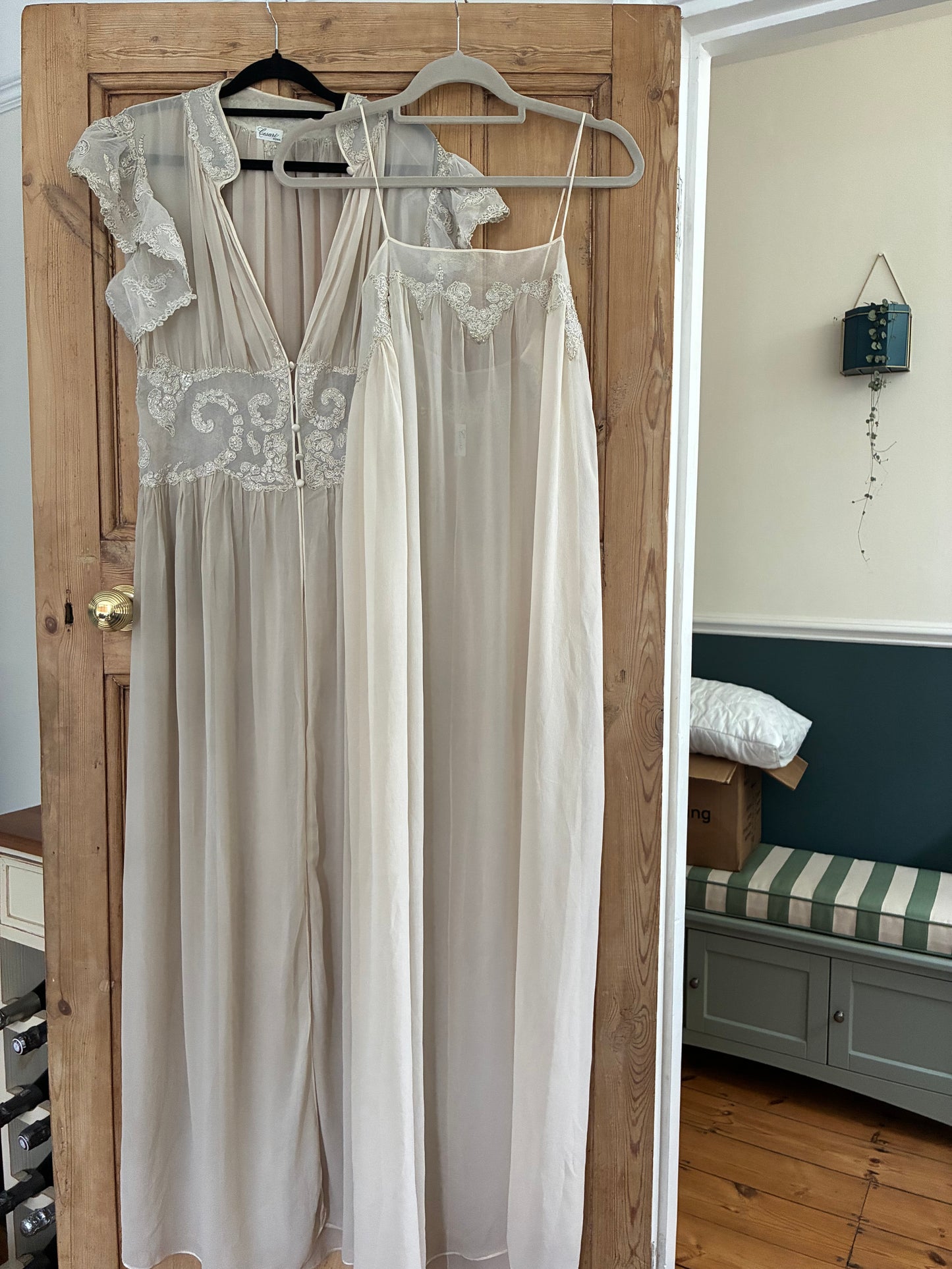 Vintage Chiffon Robe and Slip Set