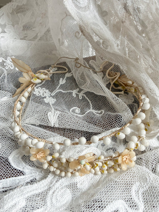 1920s Layered Floral Wax Headdress