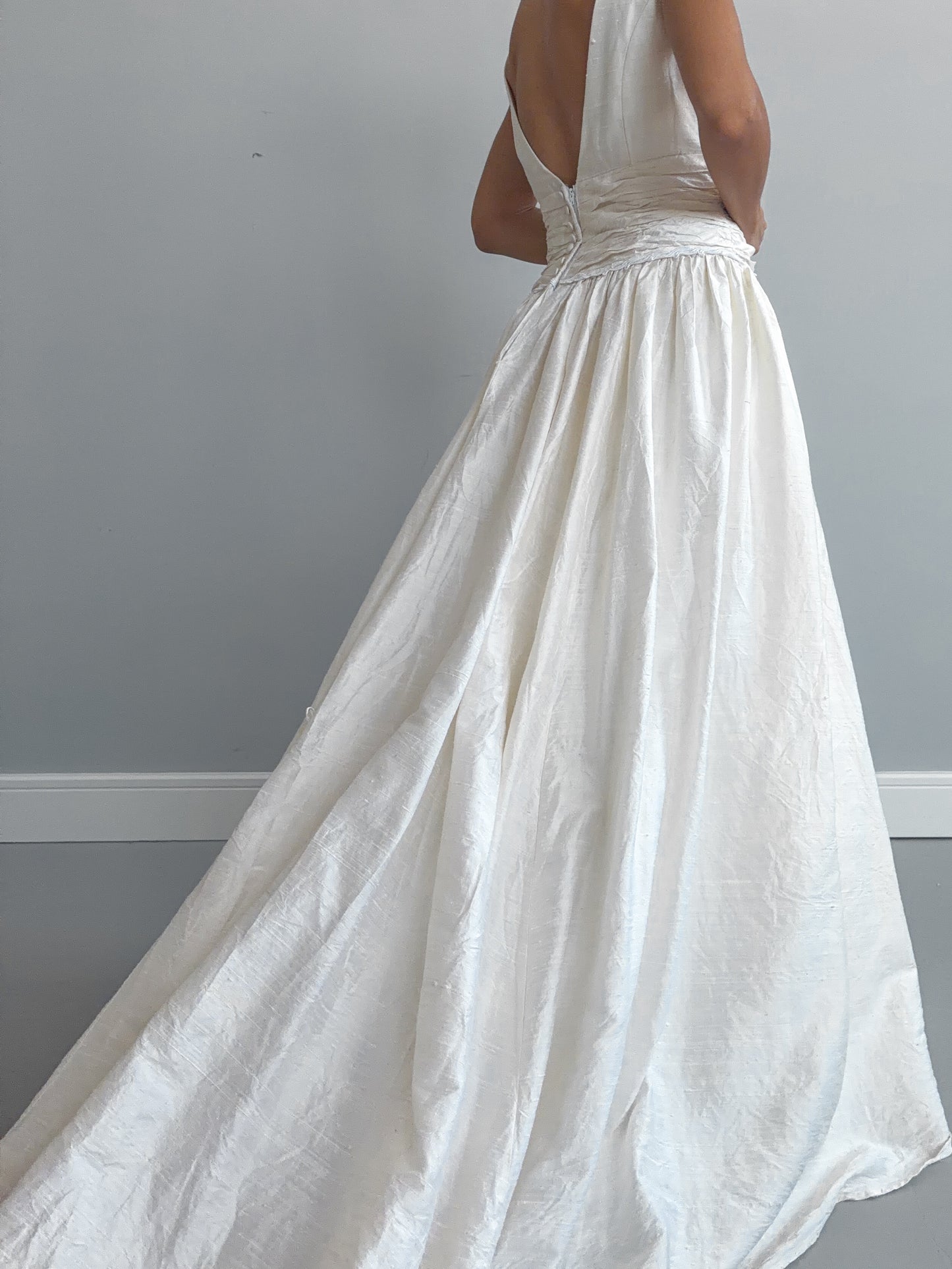1980s Raw Silk Princess Dress