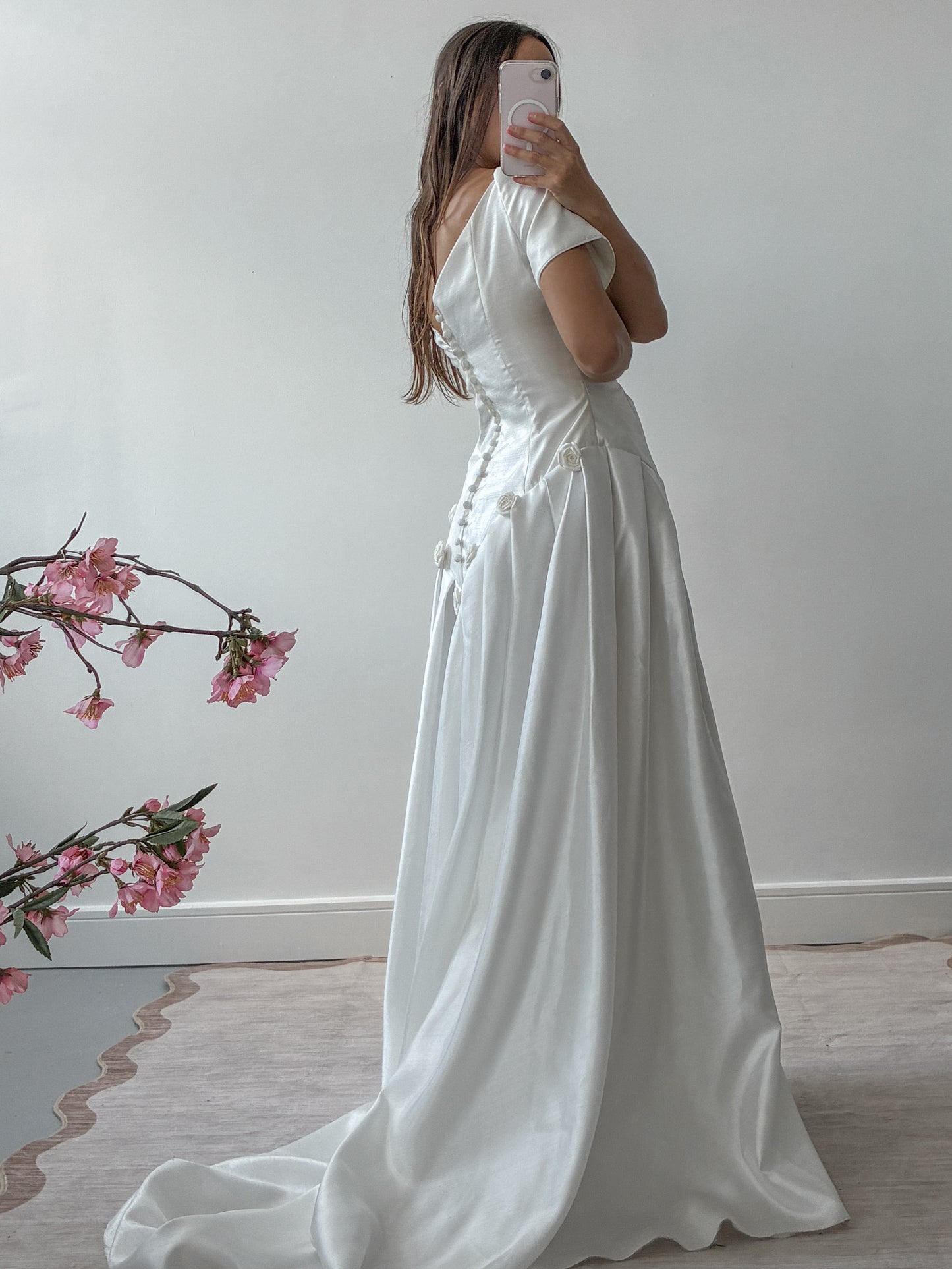 1990s Taffeta Dress With Rosette Detail