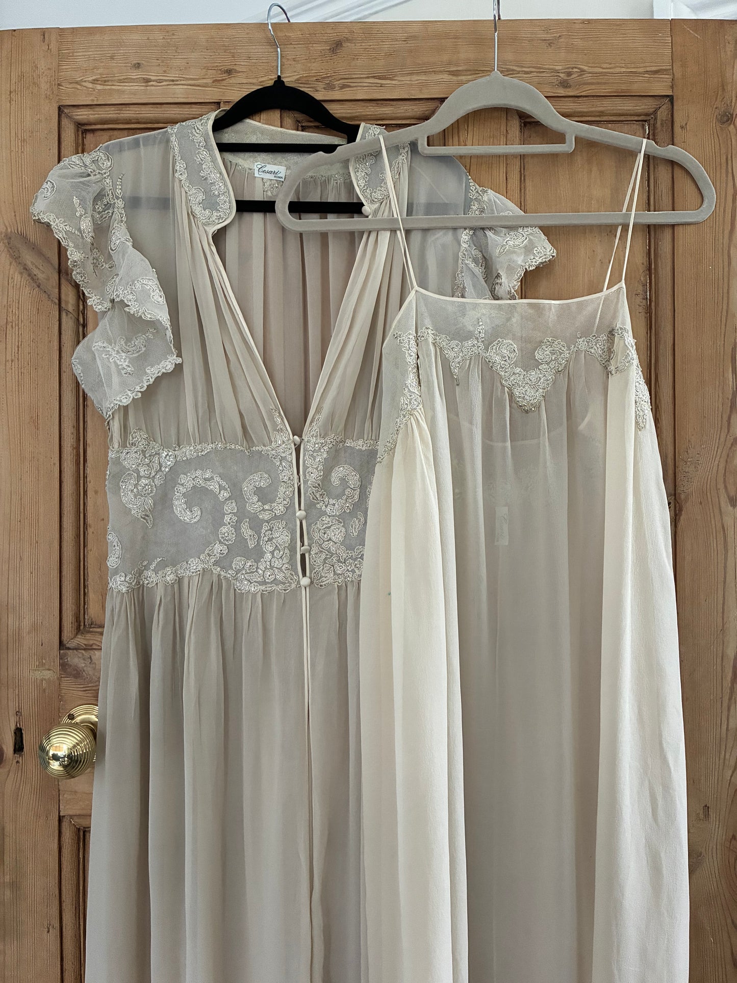Vintage Chiffon Robe and Slip Set