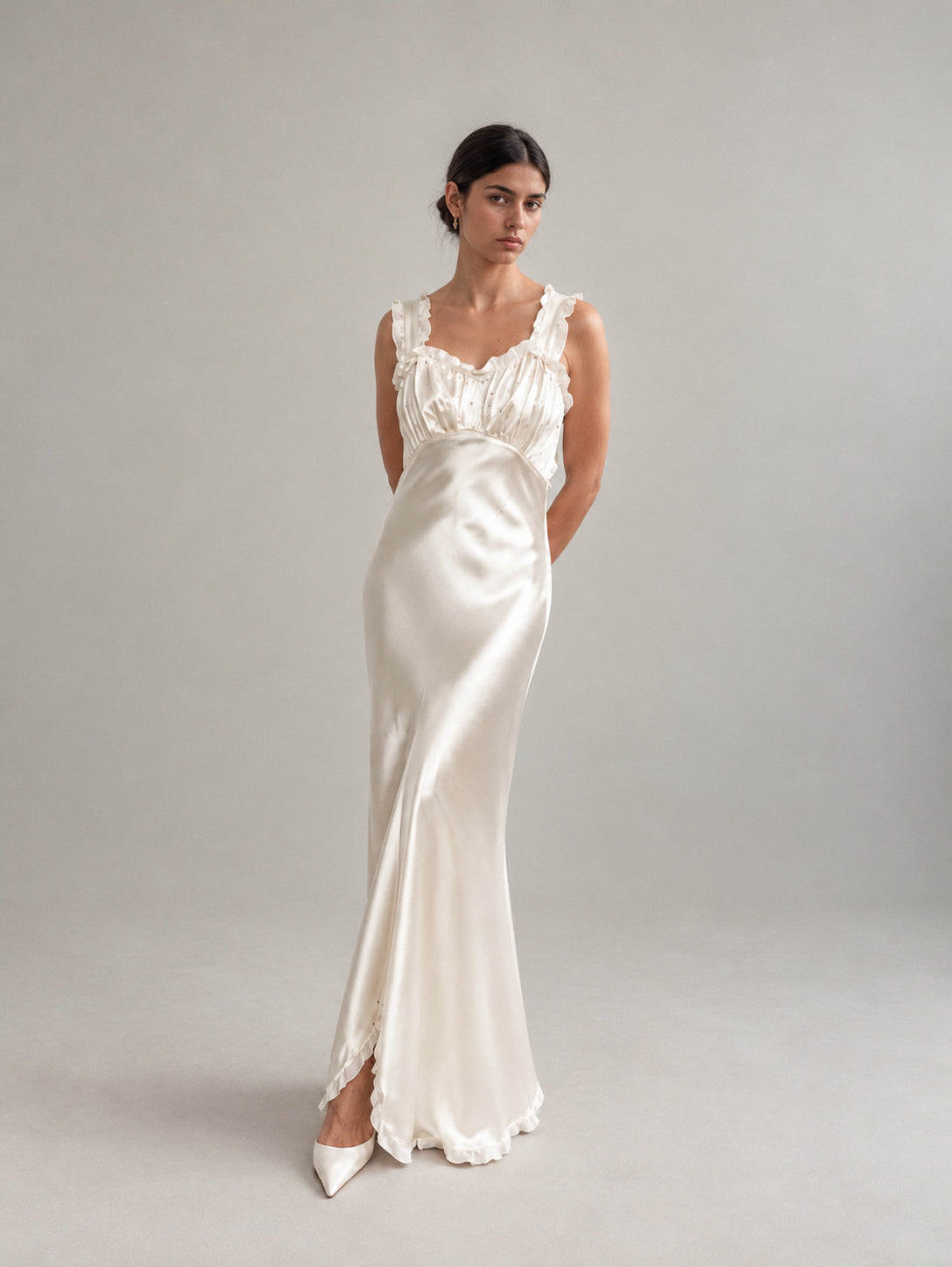 1930s Silk Ivory Slip Ruffle Detail