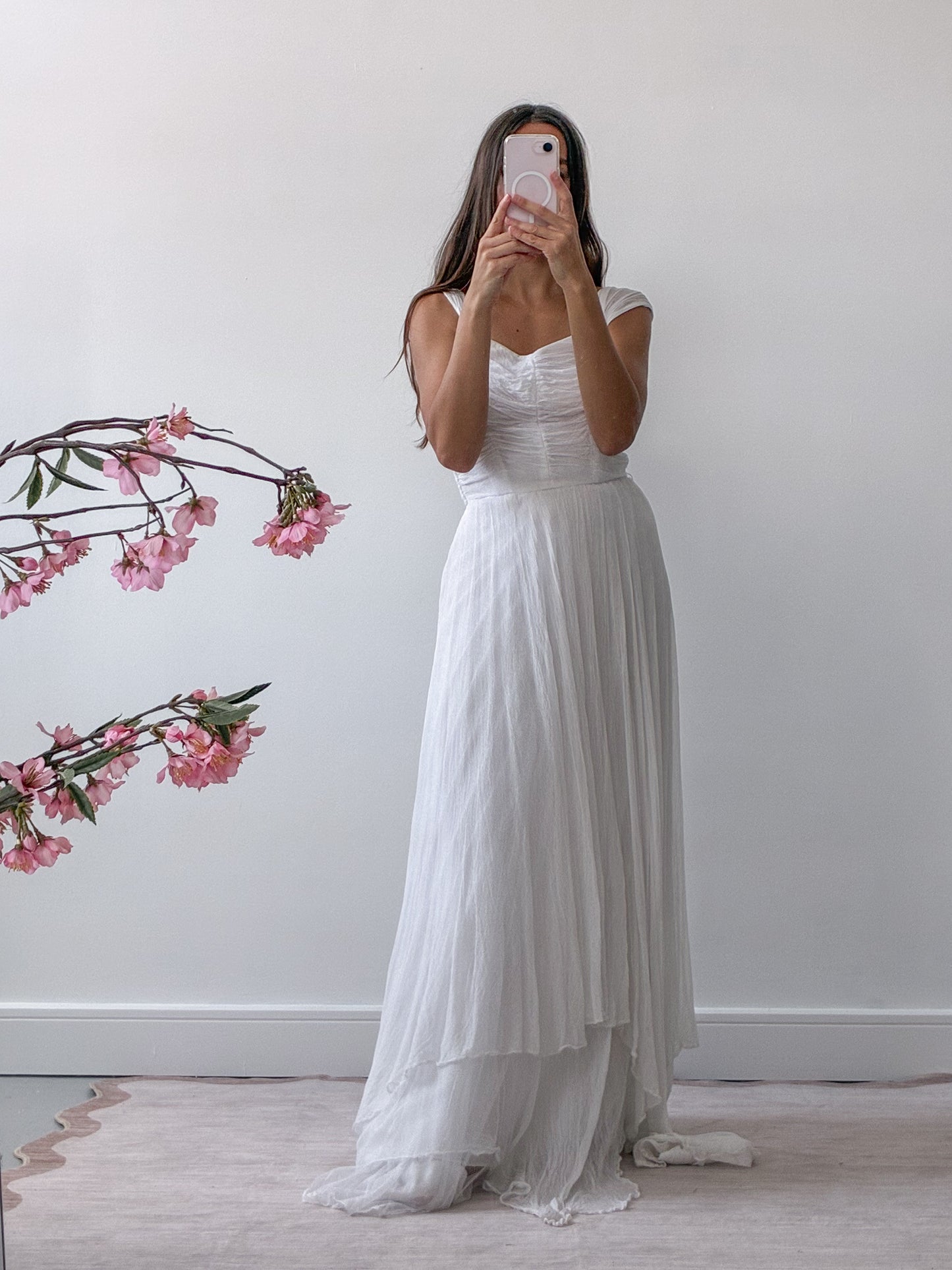 1940s Tulle Net Wedding Dress With Asymmetrical Skirt XS