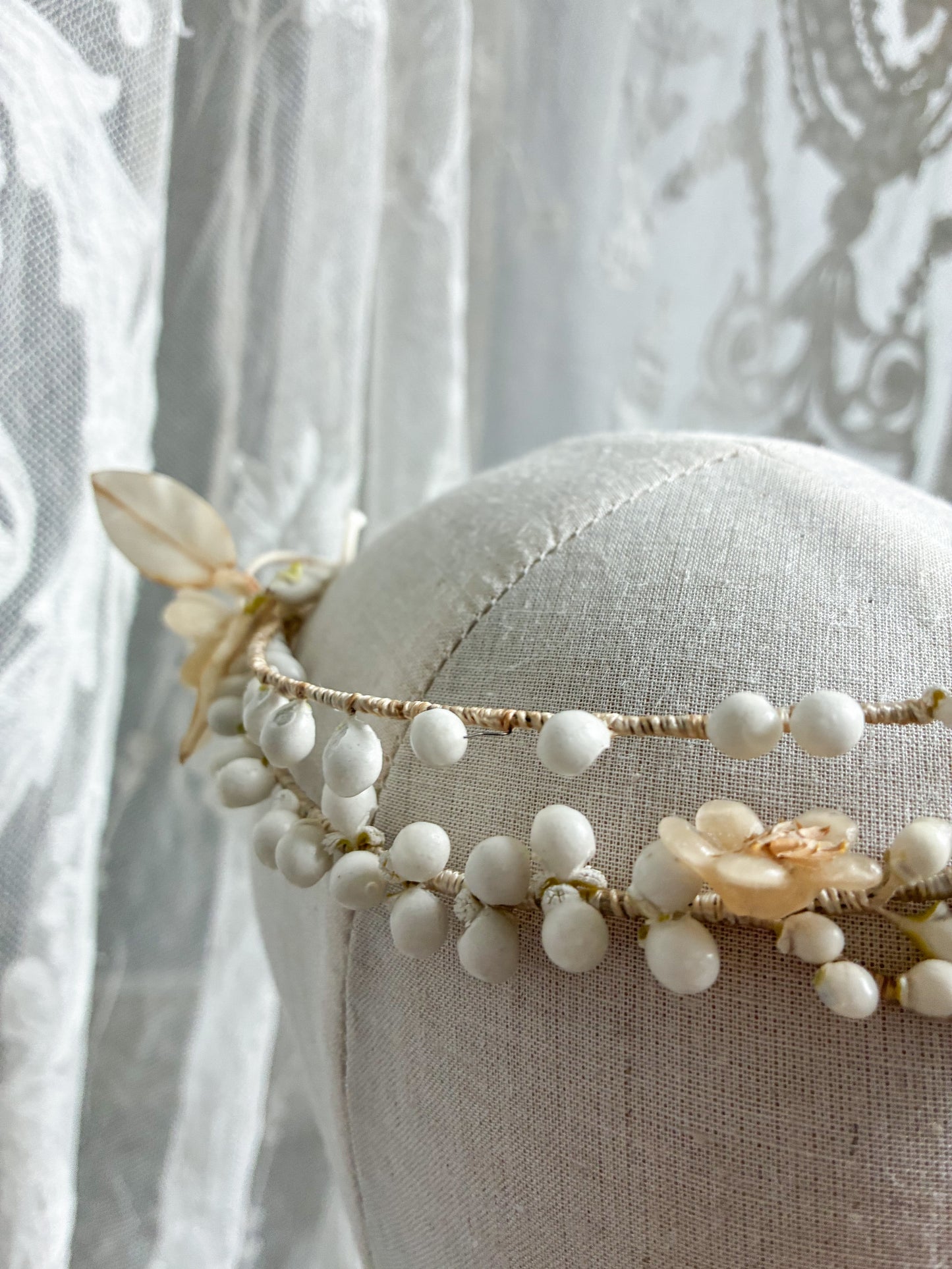 1920s Layered Floral Wax Headdress
