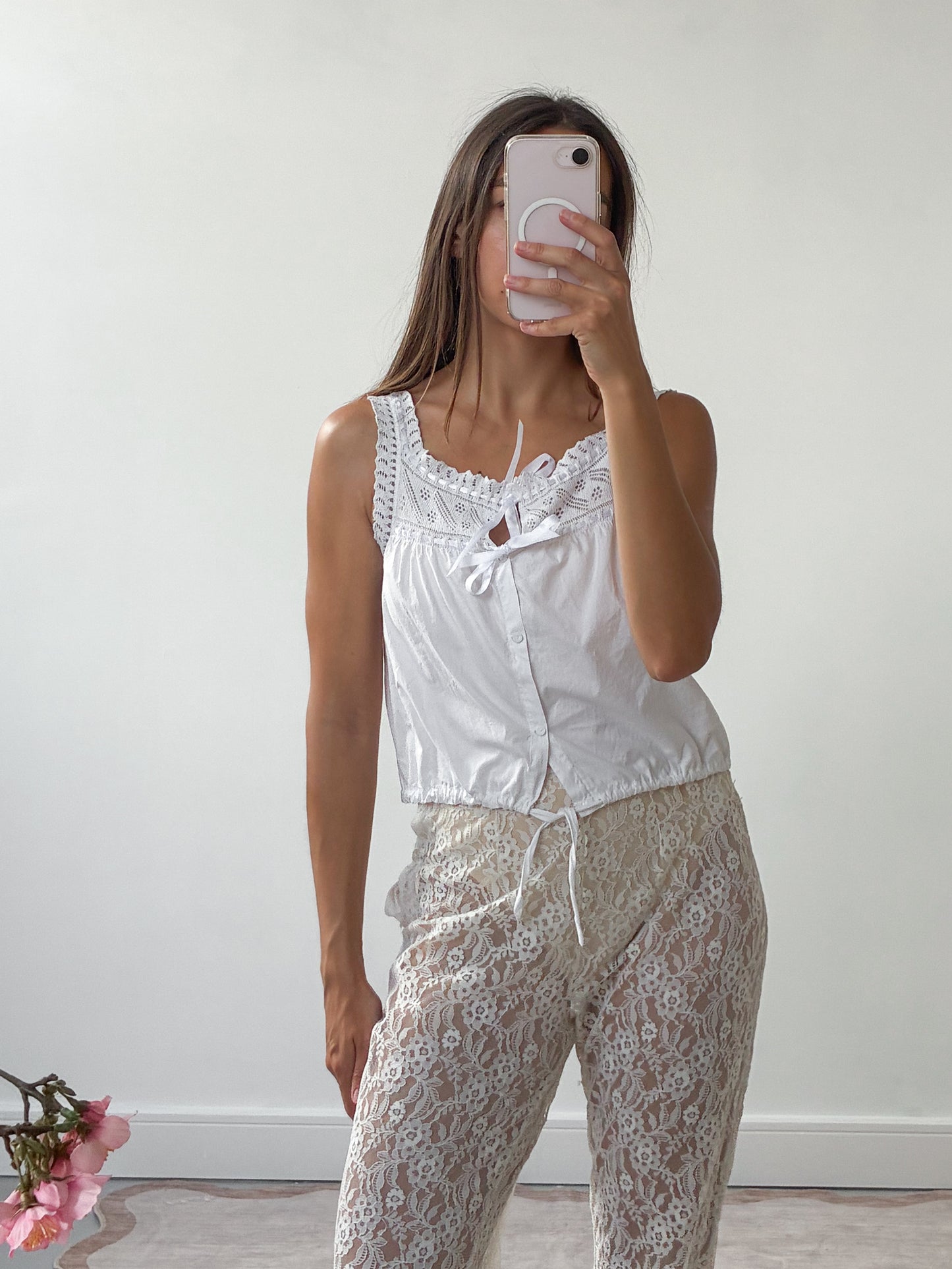 Antique Camisole With White Ribbon