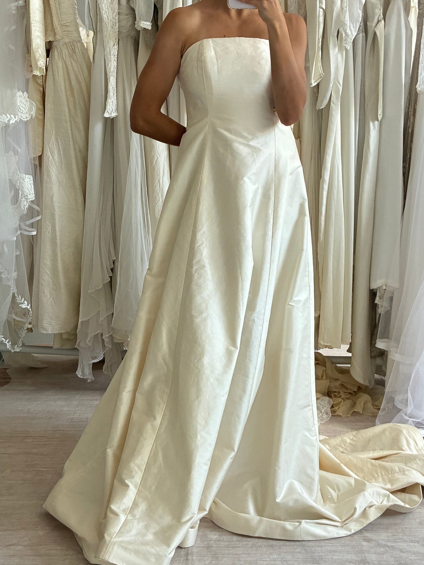 90s Silk Boned Wedding Dress With Train