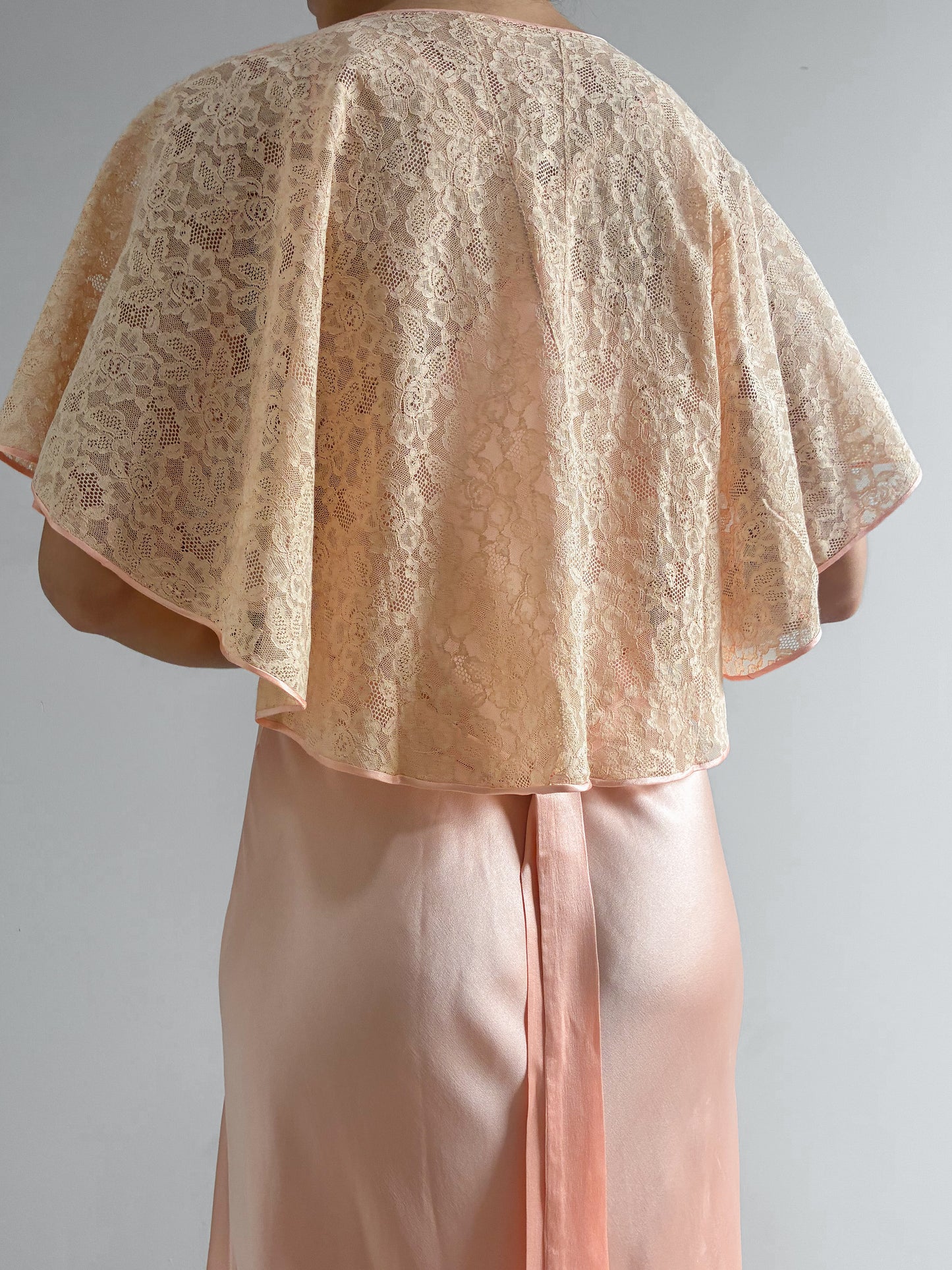 1930s Pink Silk Slip With Detailed Embroidery And Matching Jacket