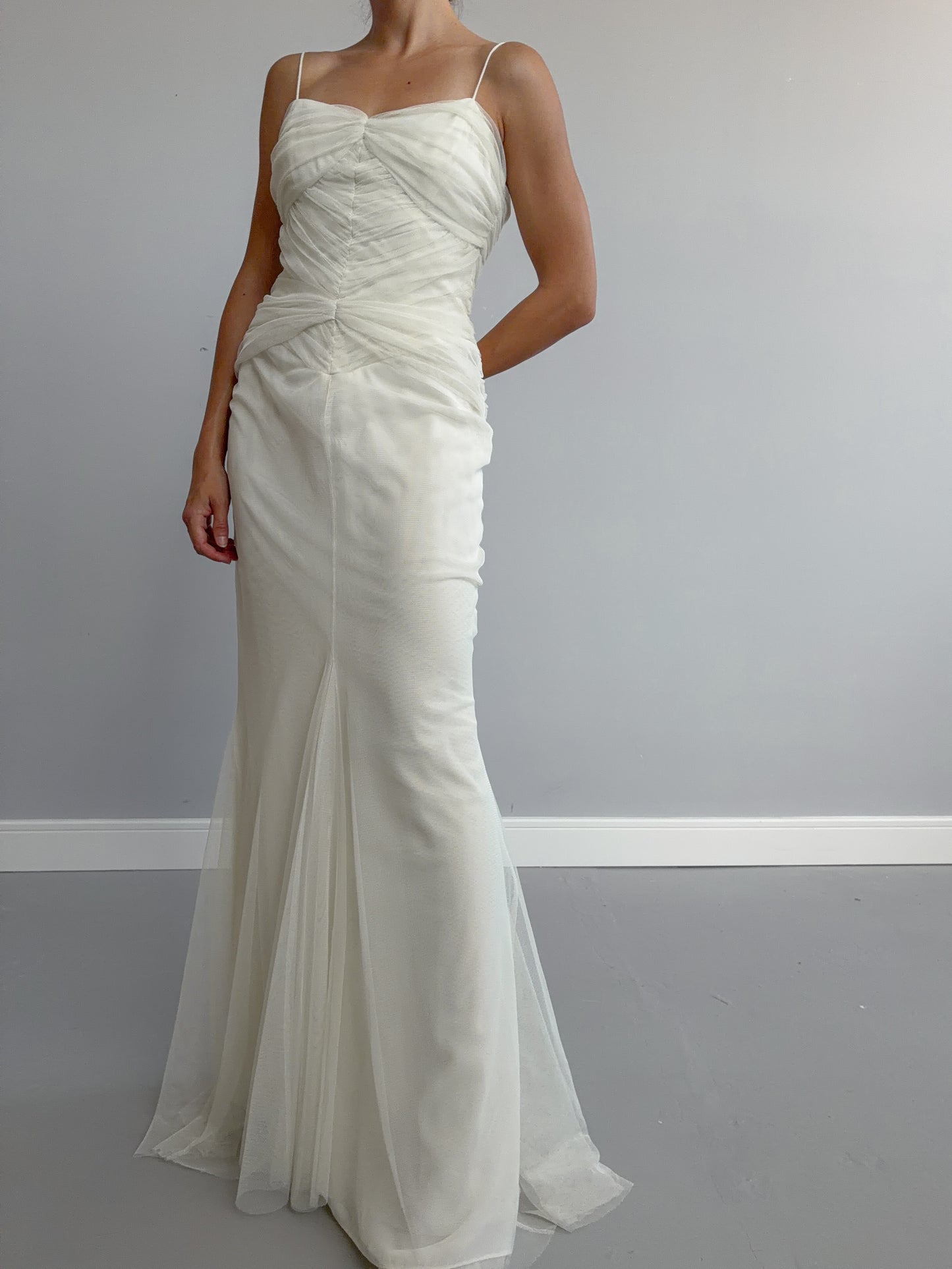 2000s Designer Vera Wang Gathered Mermaid Dress