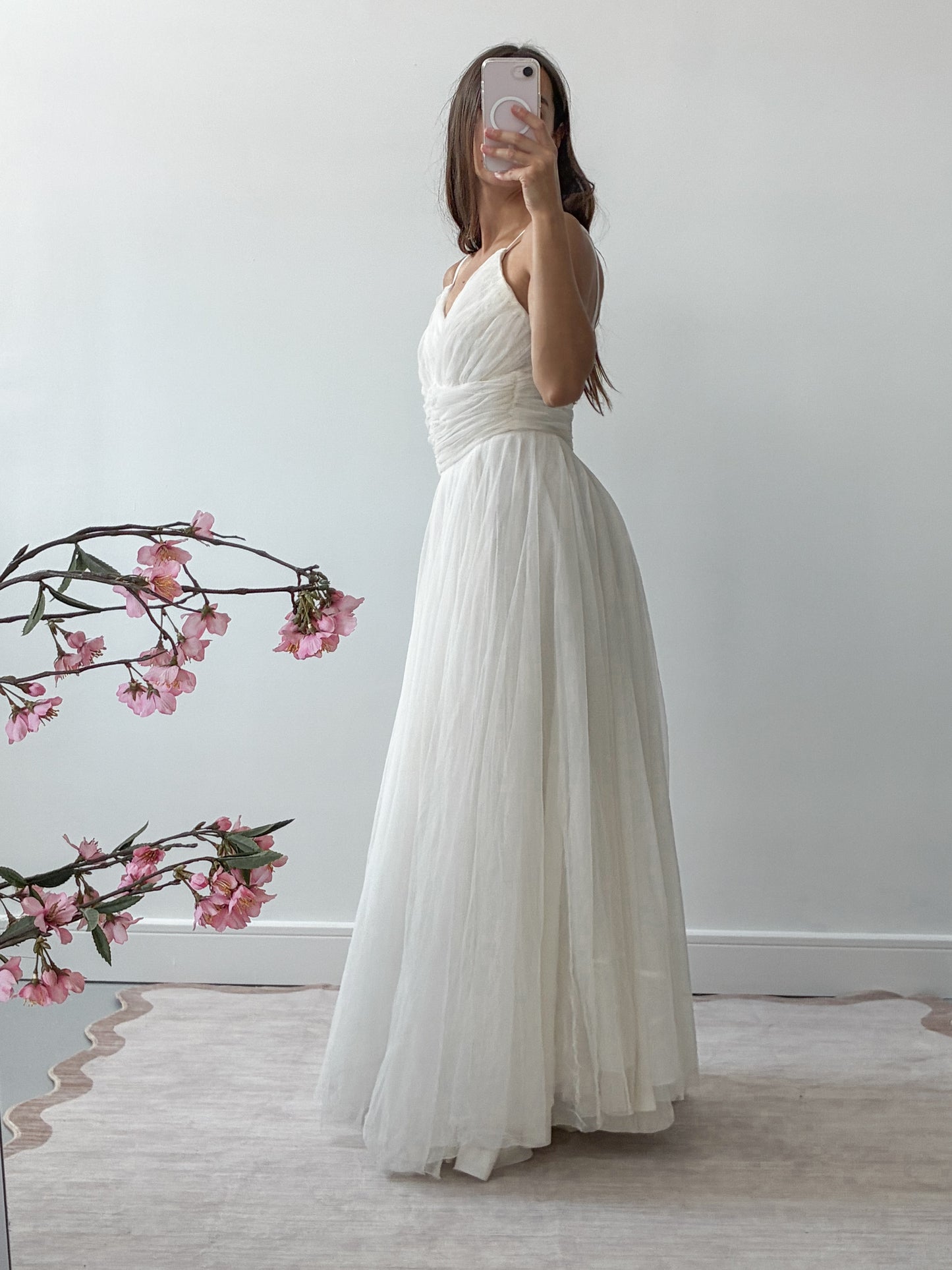 1940s Net Tulle Wedding Dress With Ruched Sweetheart Bodice