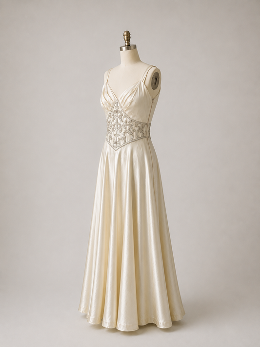 40s Satin Dress Beading Made To Order