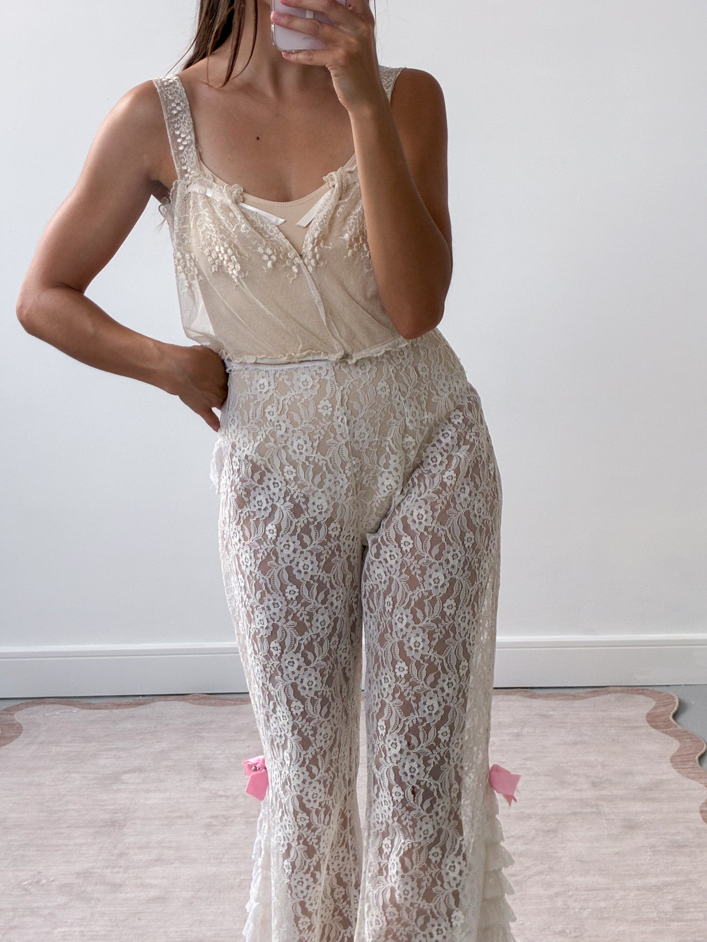 1920s Floral Lace & Silk Camisole
