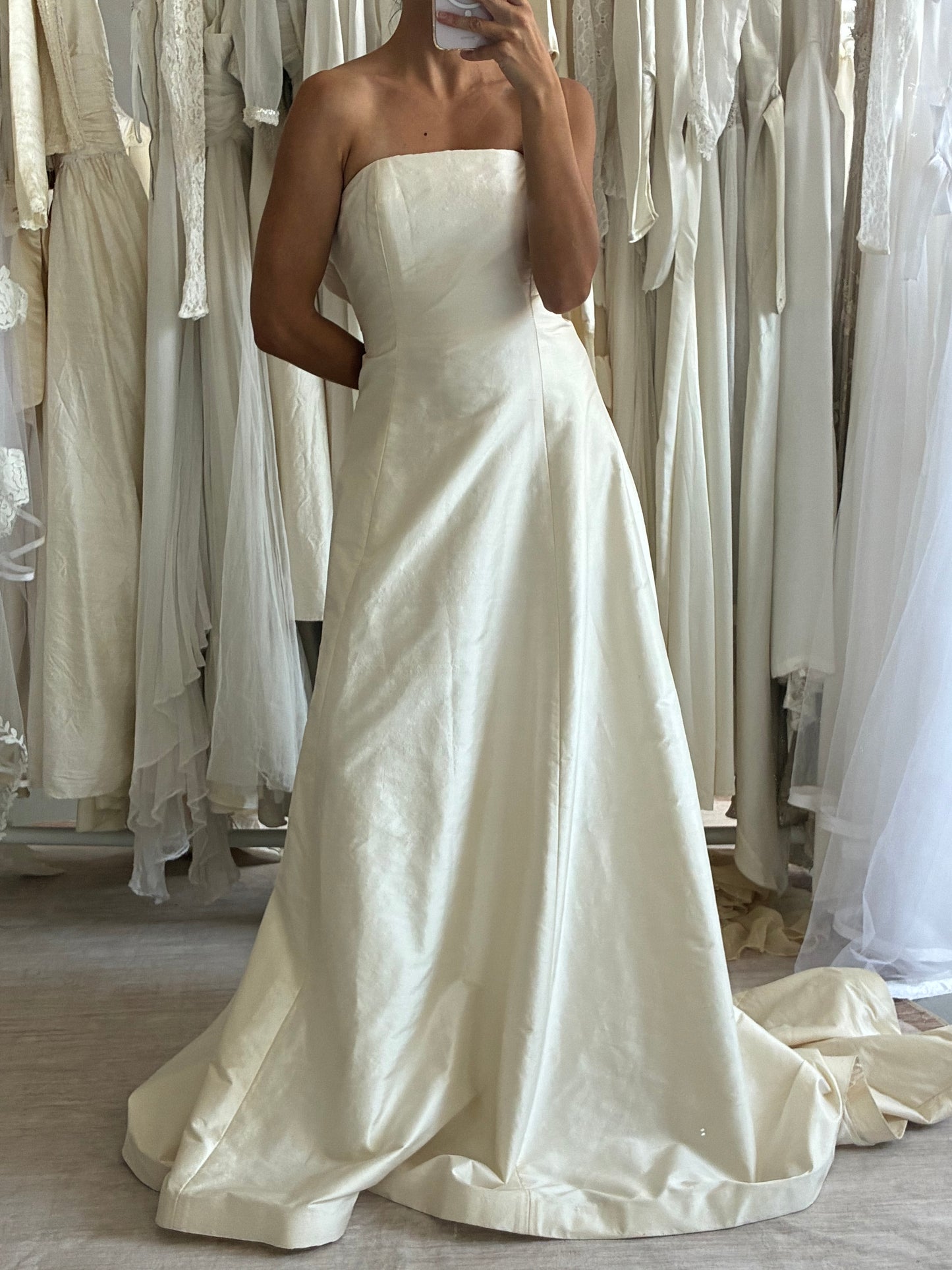 90s Silk Boned Wedding Dress With Train