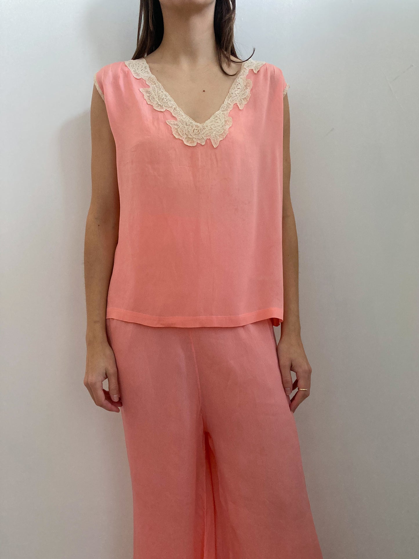 1930s Crepe Silk Loungewear Set in Pink
