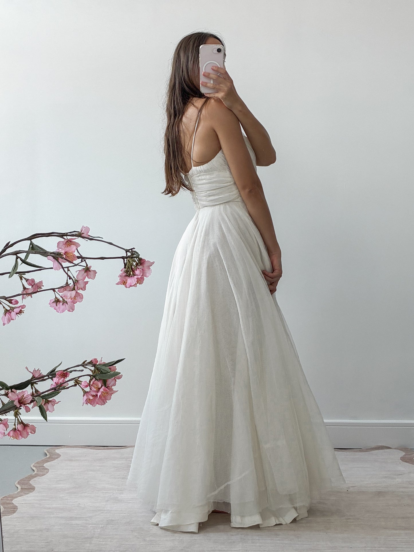 1940s Net Tulle Wedding Dress With Ruched Sweetheart Bodice