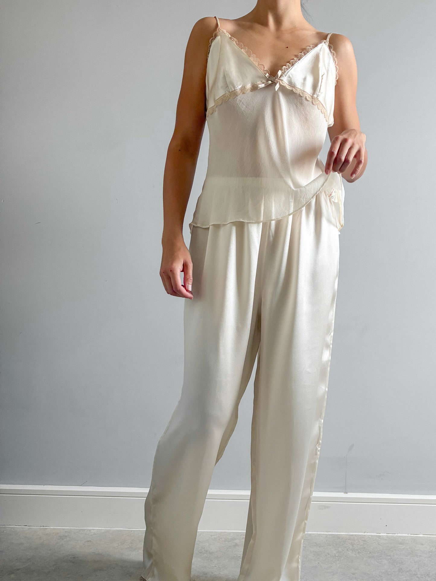 1990s Silk Pyjama Set In Cream