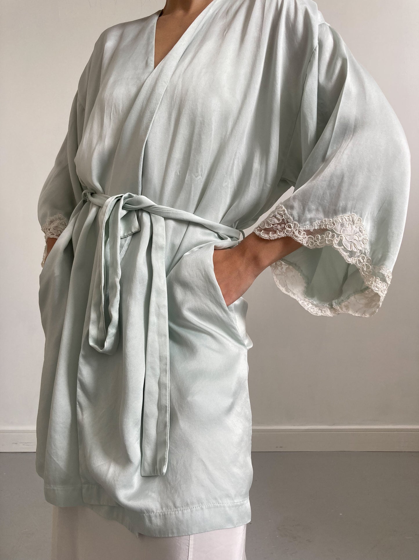 Vintage Silk Valentino Robe with Lace