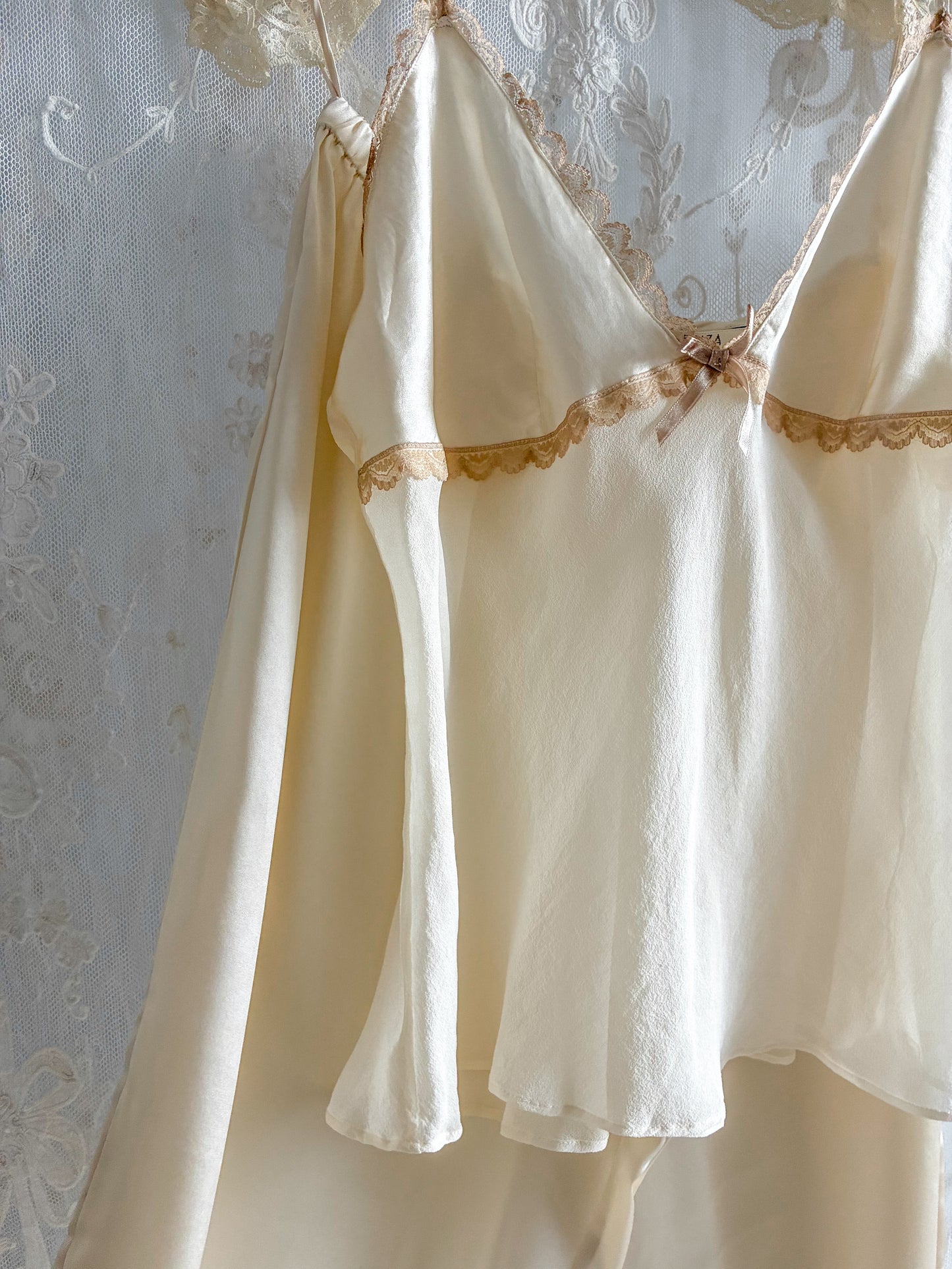 1990s Silk Pyjama Set In Cream