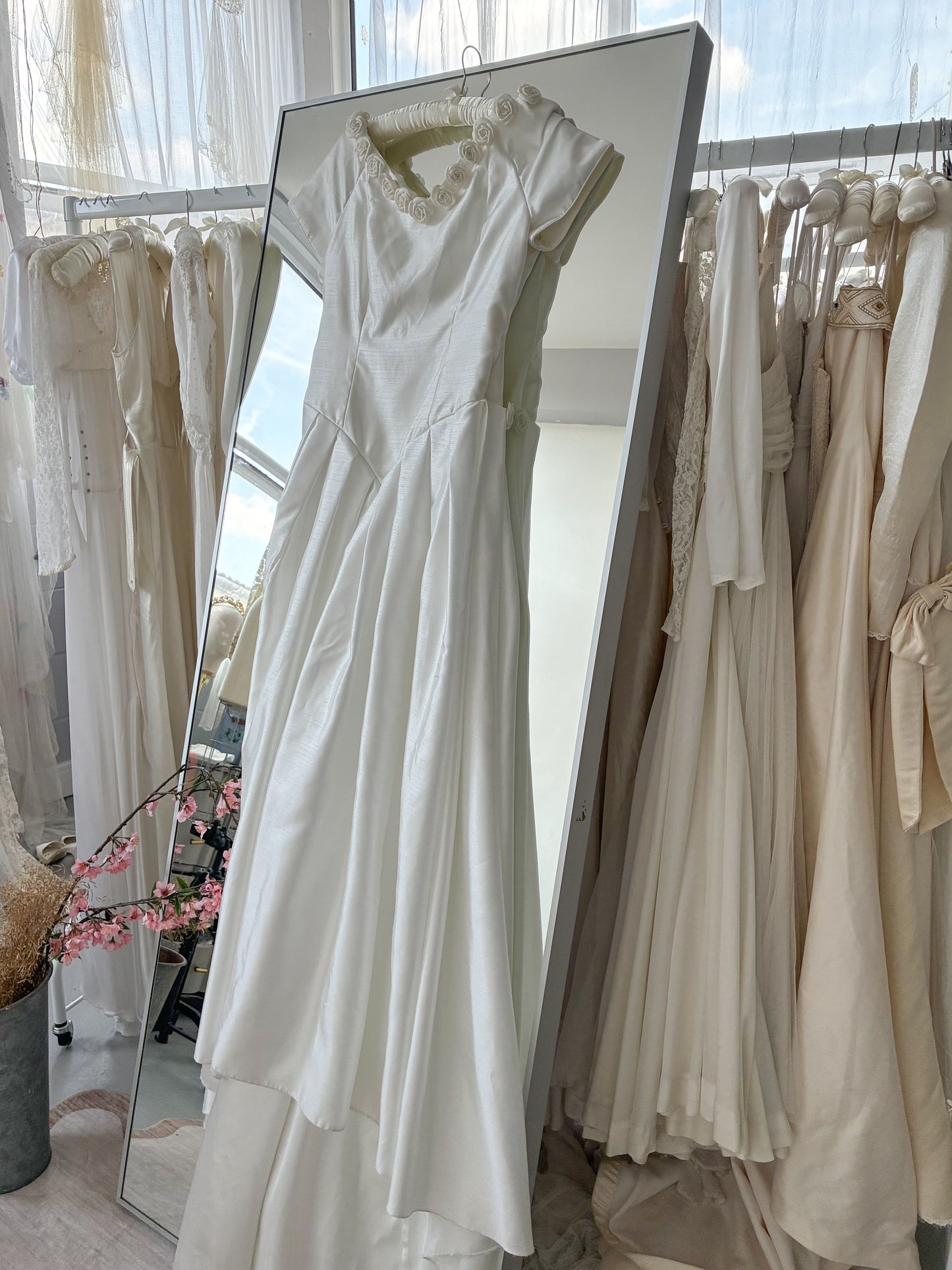 1990s Taffeta Dress With Rosette Detail