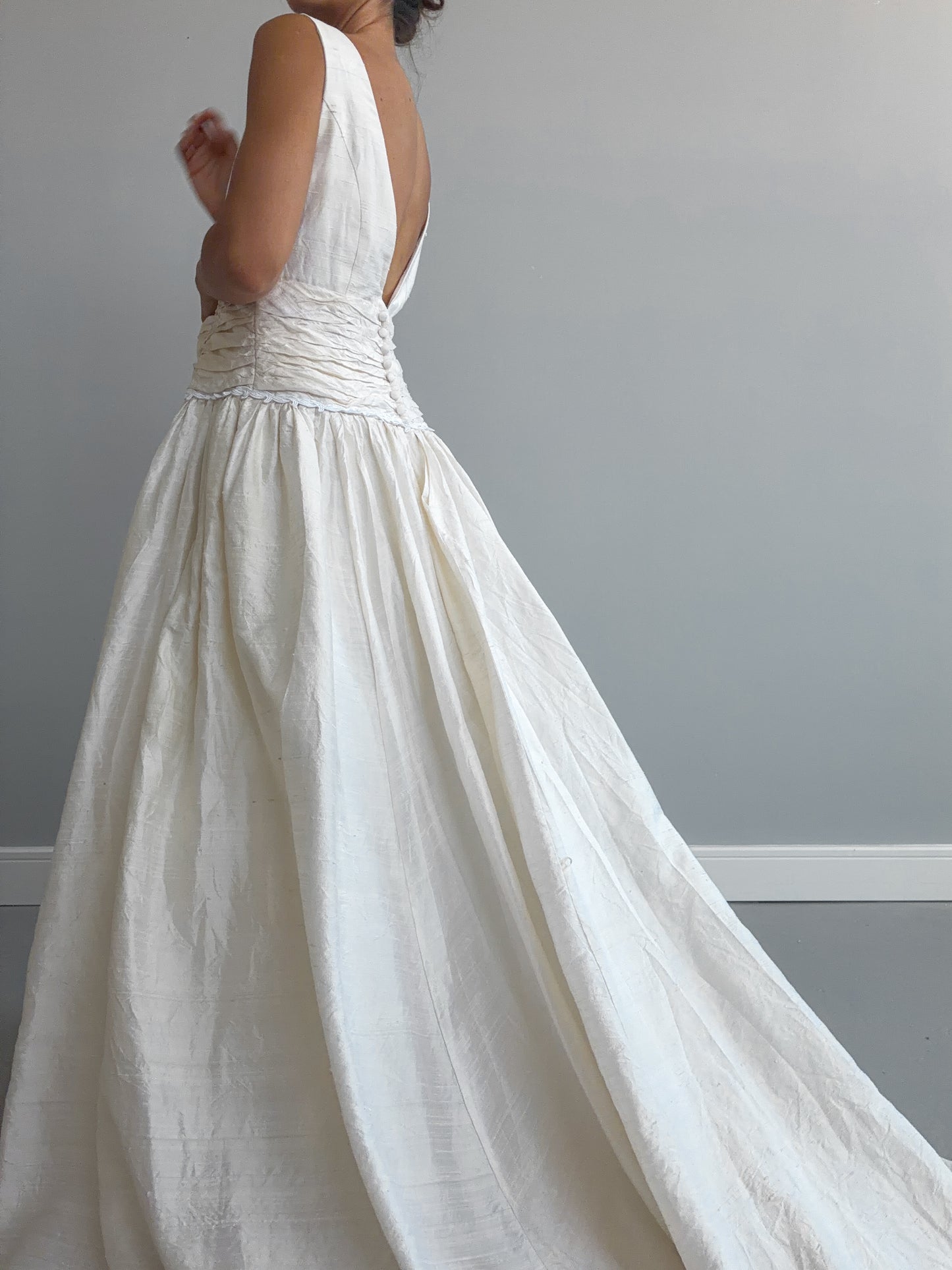 1980s Raw Silk Princess Dress